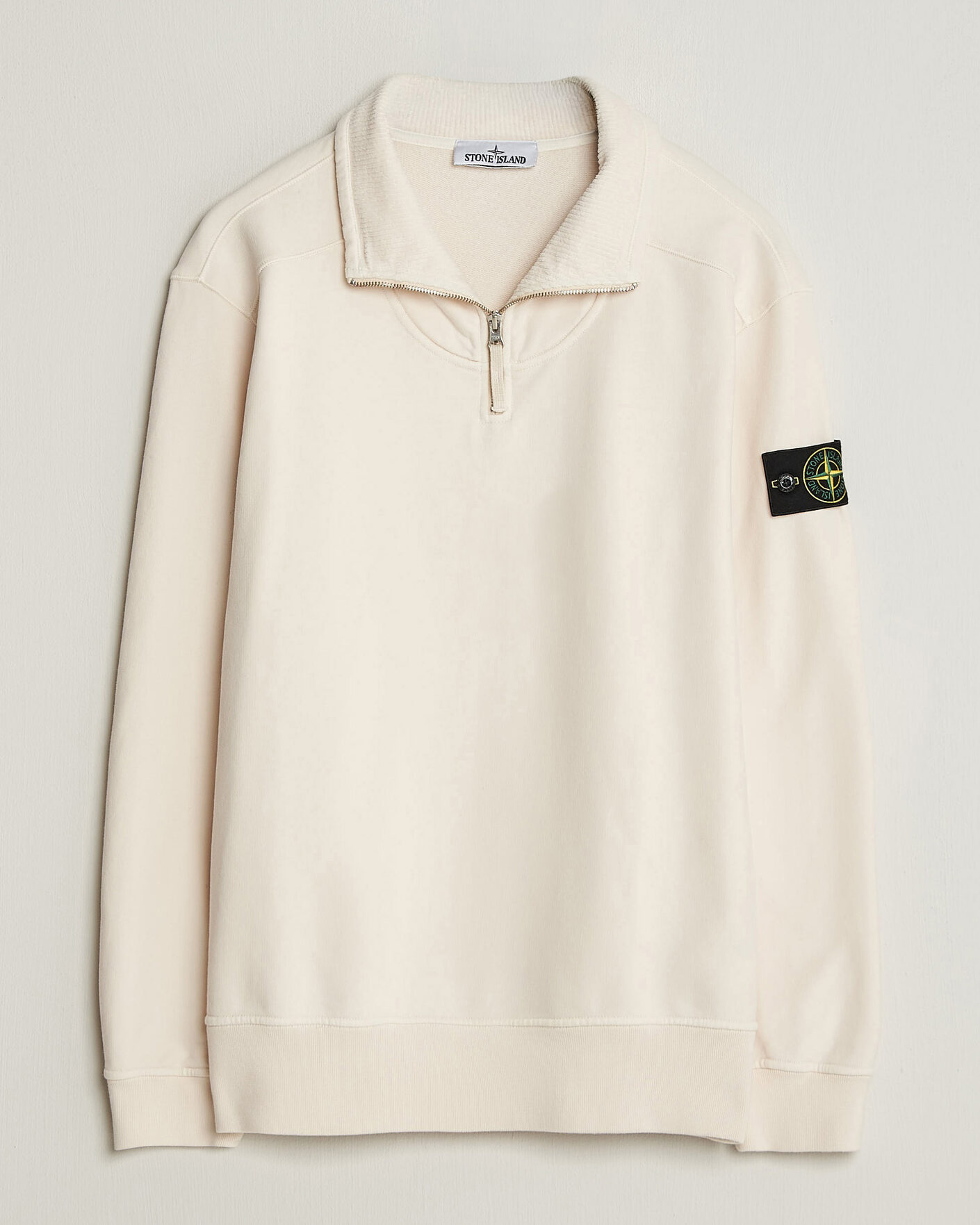 Heren | Truien | Stone Island | Brushed Cotton Fleece Half Zip Ivory