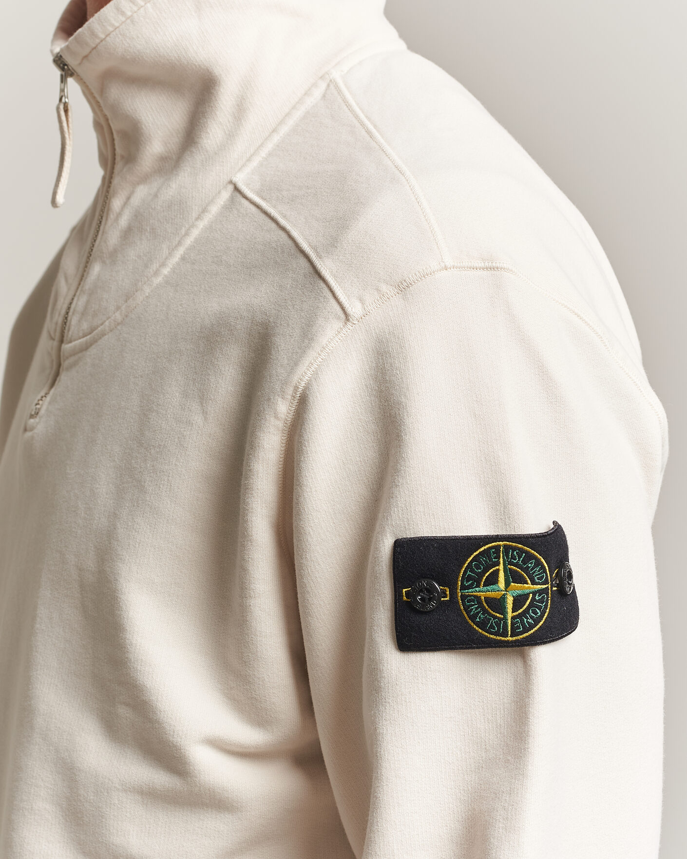 Heren | Truien | Stone Island | Brushed Cotton Fleece Half Zip Ivory