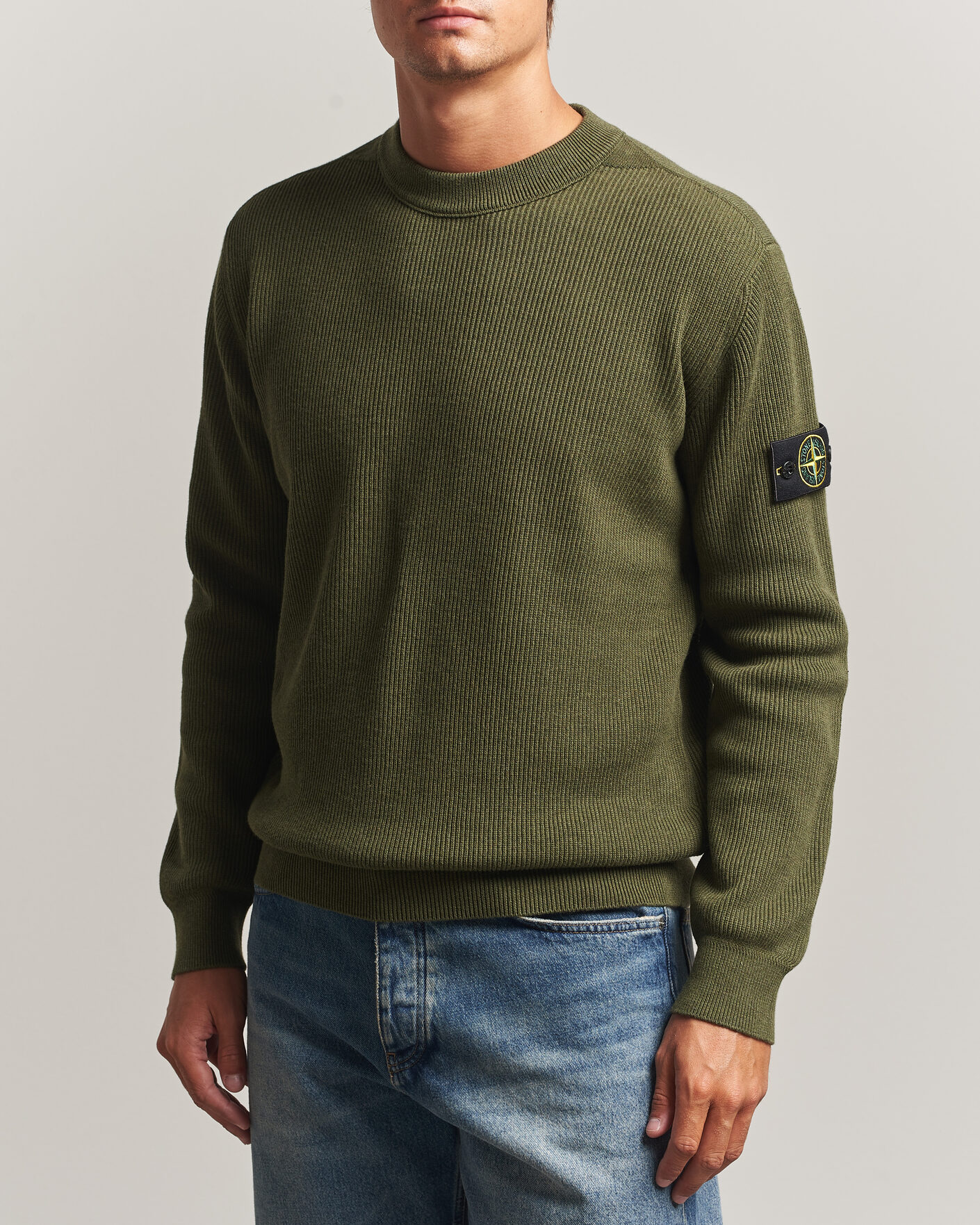 Heren | Truien | Stone Island | Ribbed Soft Organic Cotton Crew Neck Military Green
