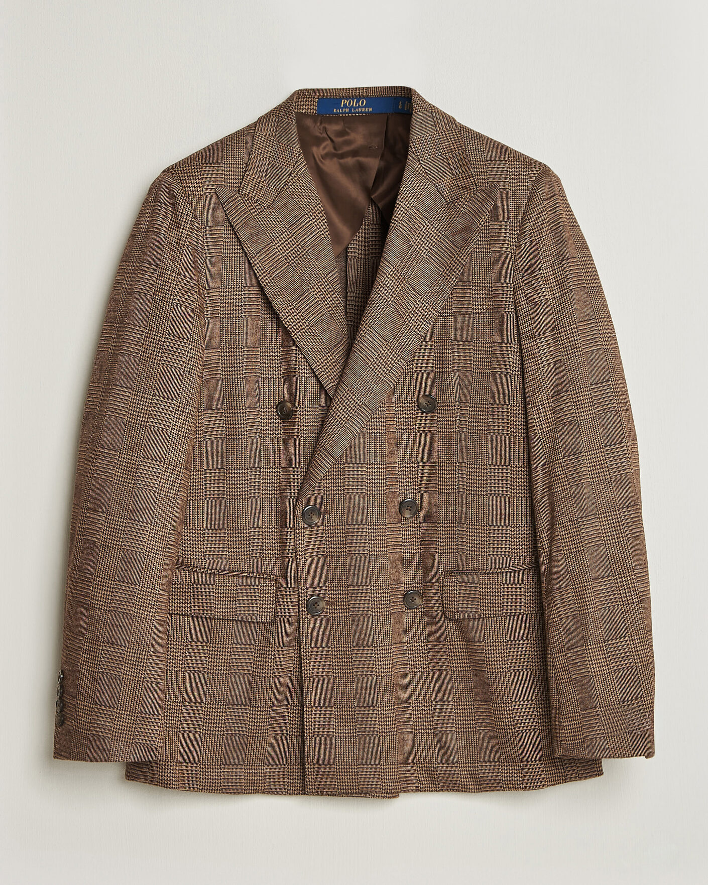 Heren | Blazers | Polo Ralph Lauren | Double Breasted Glenplaid Knit Sportcoat Tan/Brown
