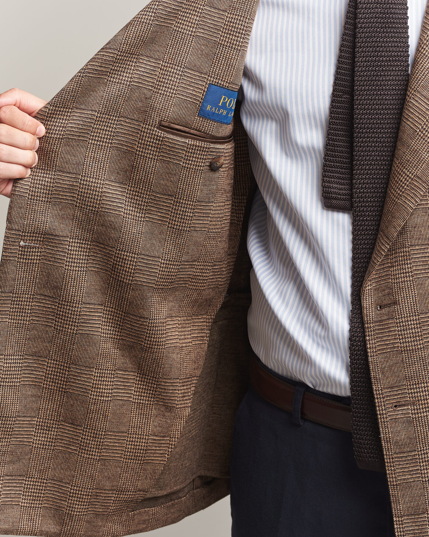 Heren | Blazers | Polo Ralph Lauren | Double Breasted Glenplaid Knit Sportcoat Tan/Brown