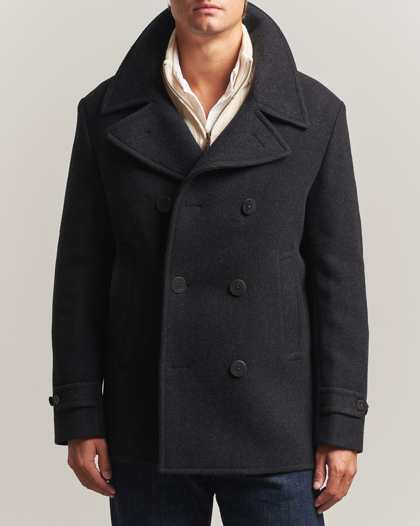 Heren | Jassen | Polo Ralph Lauren | Lightweight Melton Peacoat Charcoal