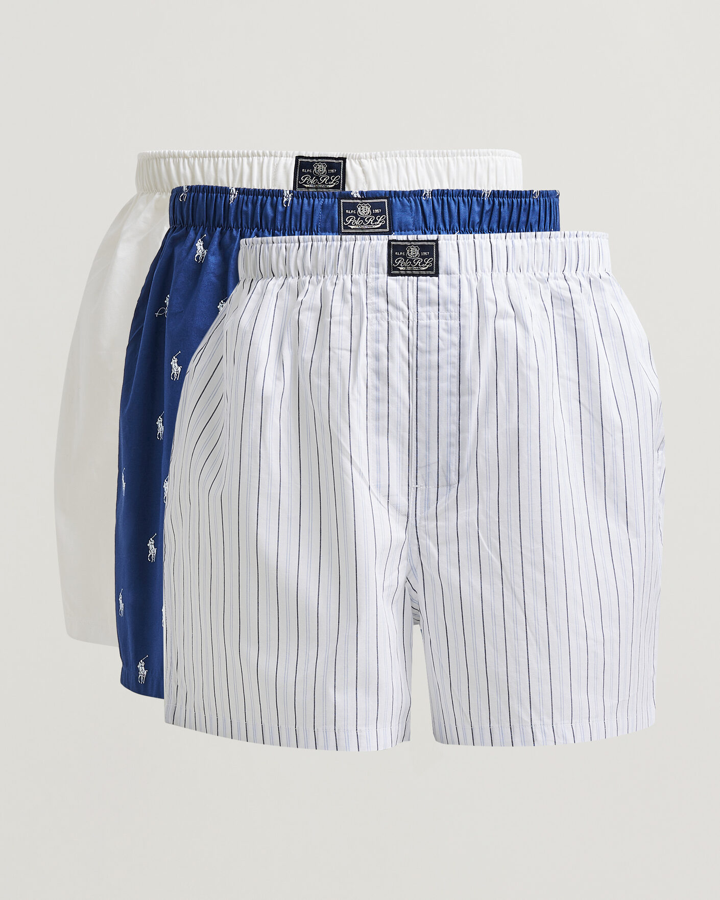 Heren | Ondergoed | Polo Ralph Lauren | 3-Pack Woven Boxer Blue/White