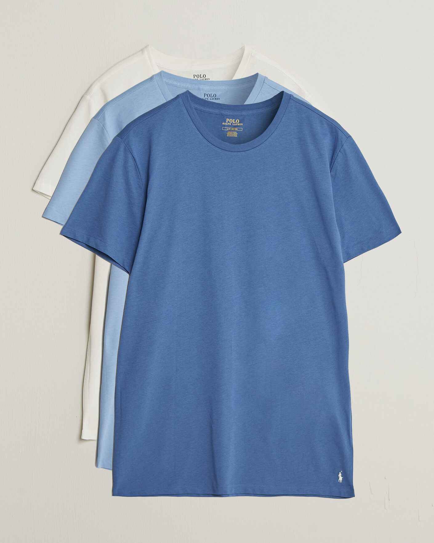 Heren | T-shirts | Polo Ralph Lauren | 3-Pack Crew Neck T-Shirt White/Blue/Light Blue