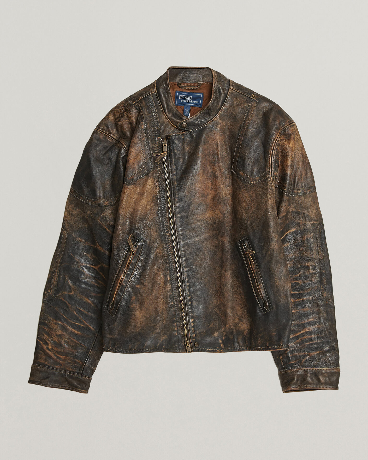 Heren | Jassen | Polo Ralph Lauren | Leather Bomber Jacket Brown/Black Amber