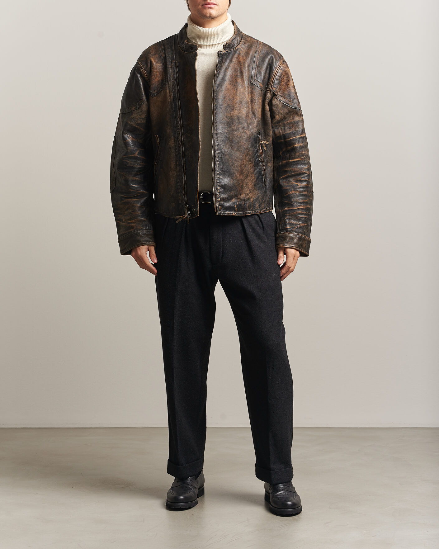 Heren | Jassen | Polo Ralph Lauren | Leather Bomber Jacket Brown/Black Amber