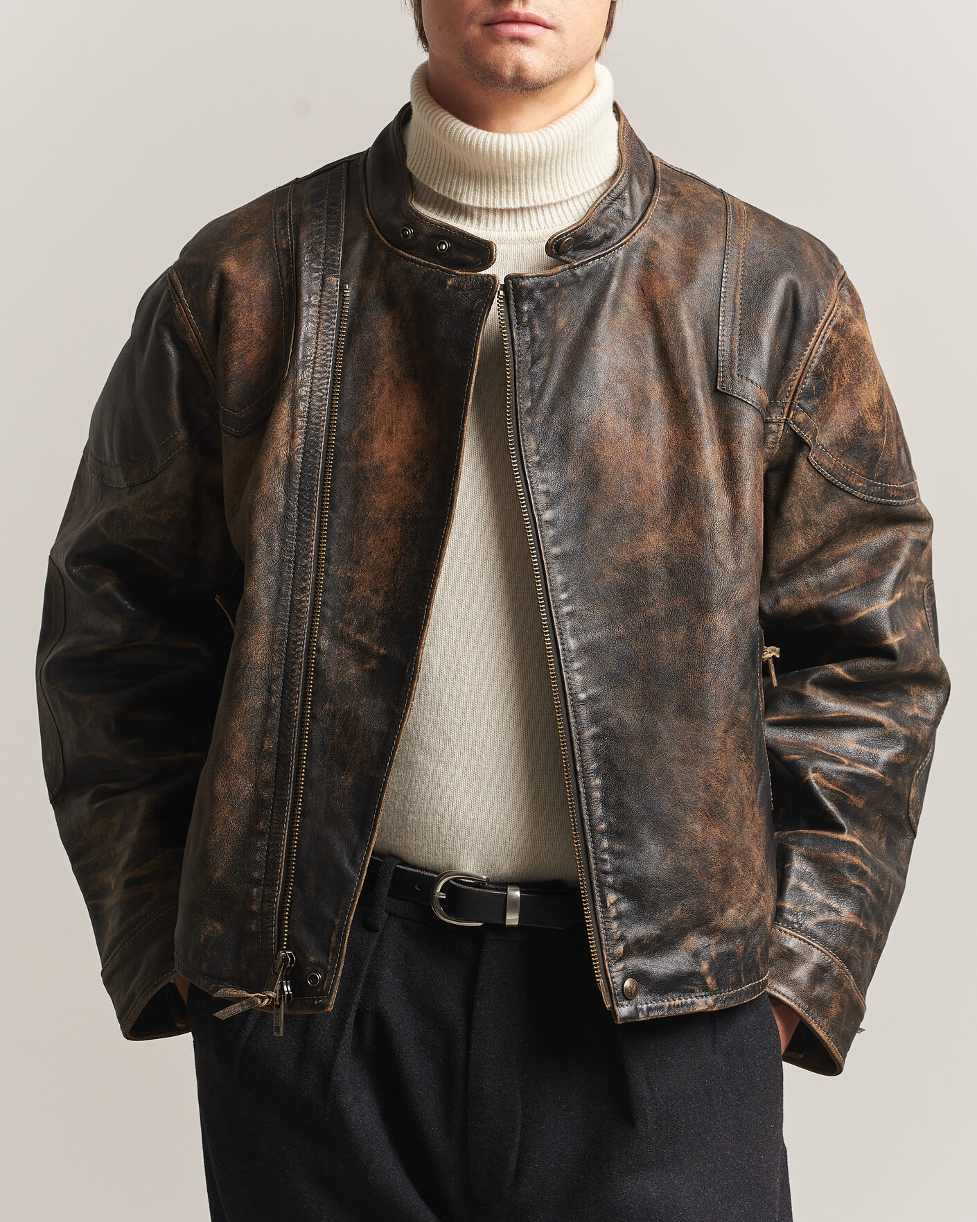 Heren | Jassen | Polo Ralph Lauren | Leather Bomber Jacket Brown/Black Amber