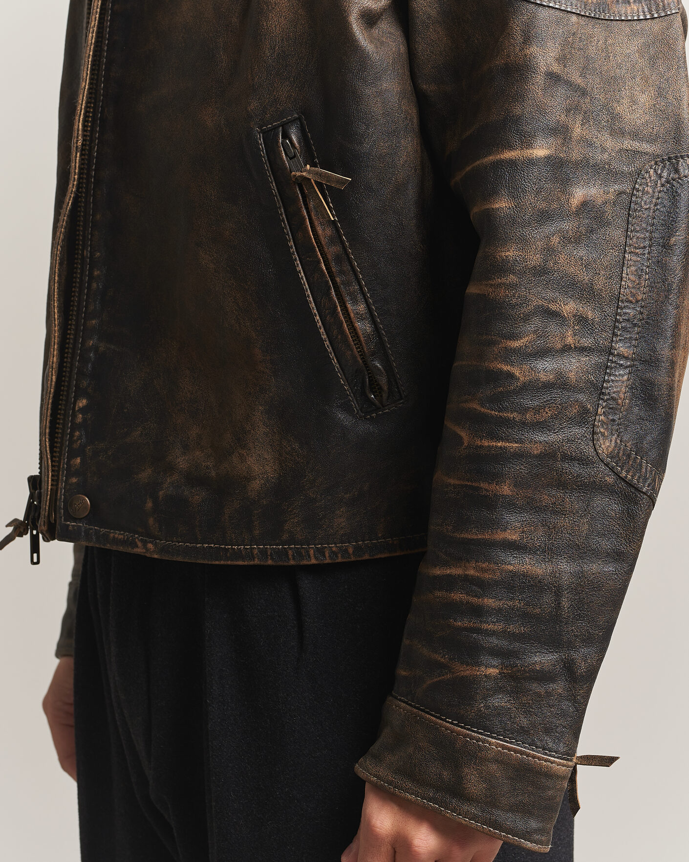 Heren | Jassen | Polo Ralph Lauren | Leather Bomber Jacket Brown/Black Amber