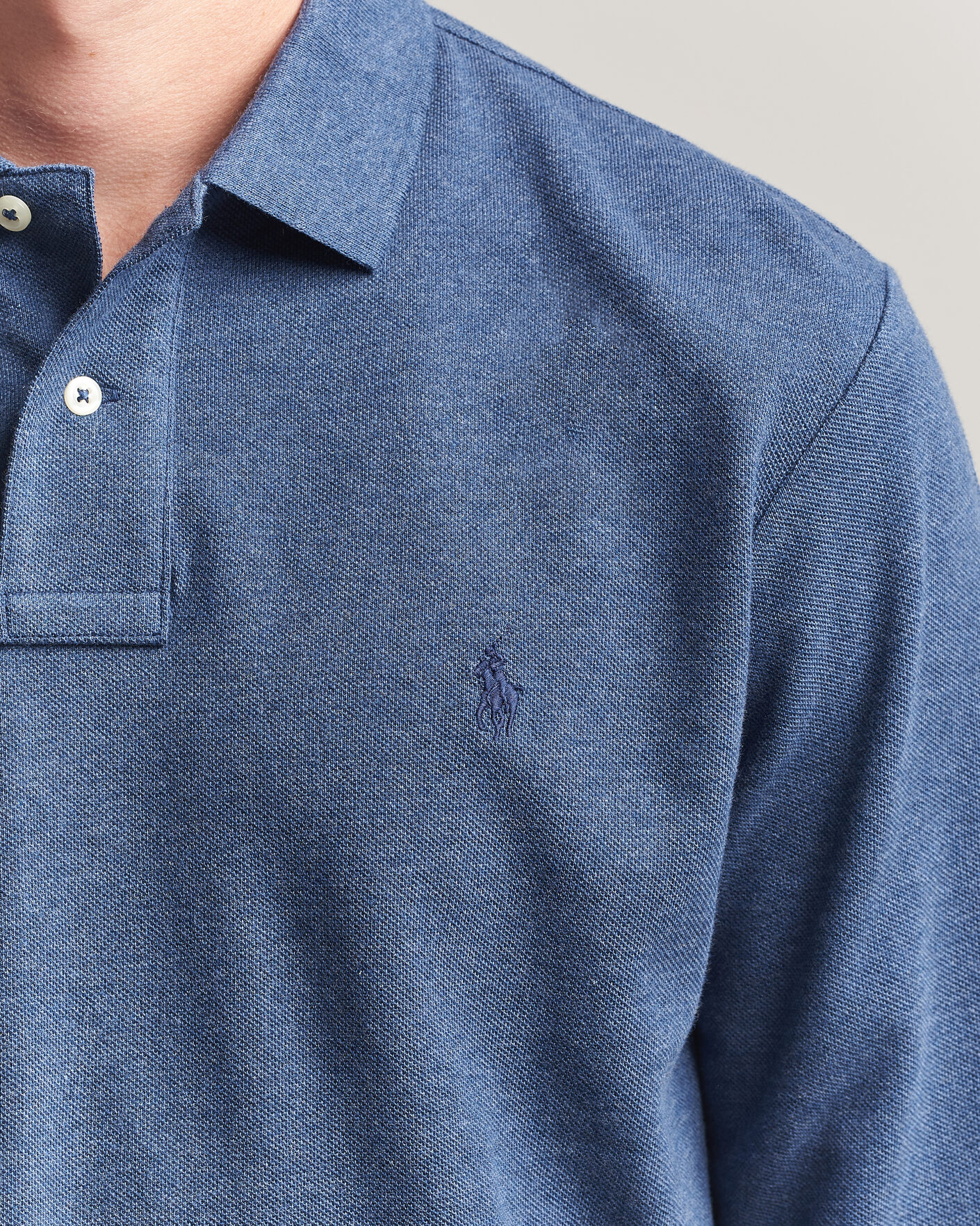 Heren | Polo's | Polo Ralph Lauren | Custom Slim Fit Long Sleeve Polo Derby Blue Heather