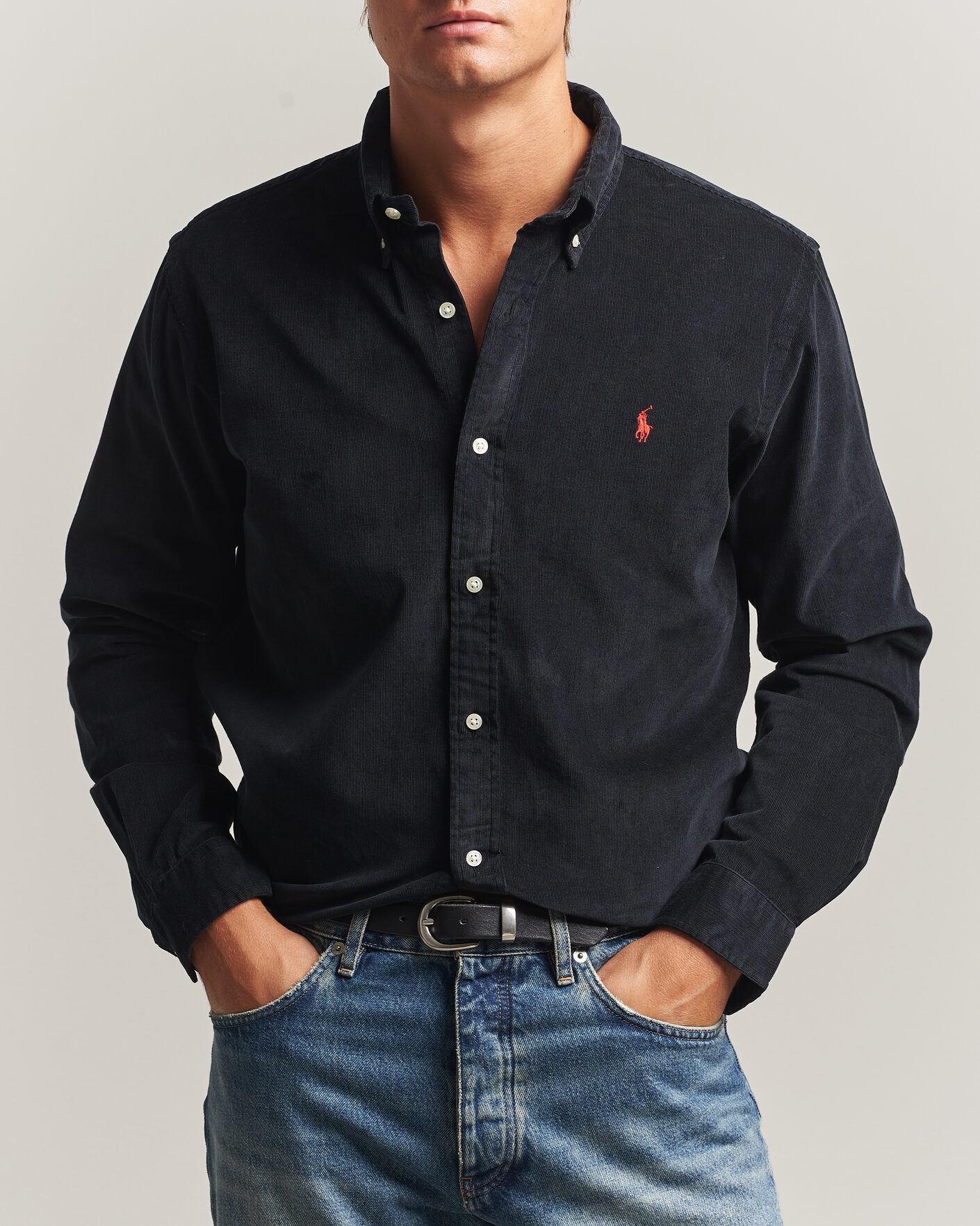 Heren | Overhemden | Polo Ralph Lauren | Custom Fit BD Corduroy Shirt Polo Black