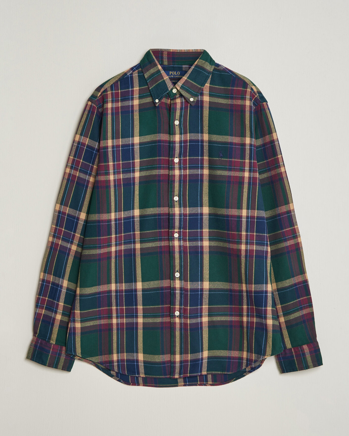 Heren | Overhemden | Polo Ralph Lauren | Custom Fit Brushed Flannel Shirt Forest Burgundy