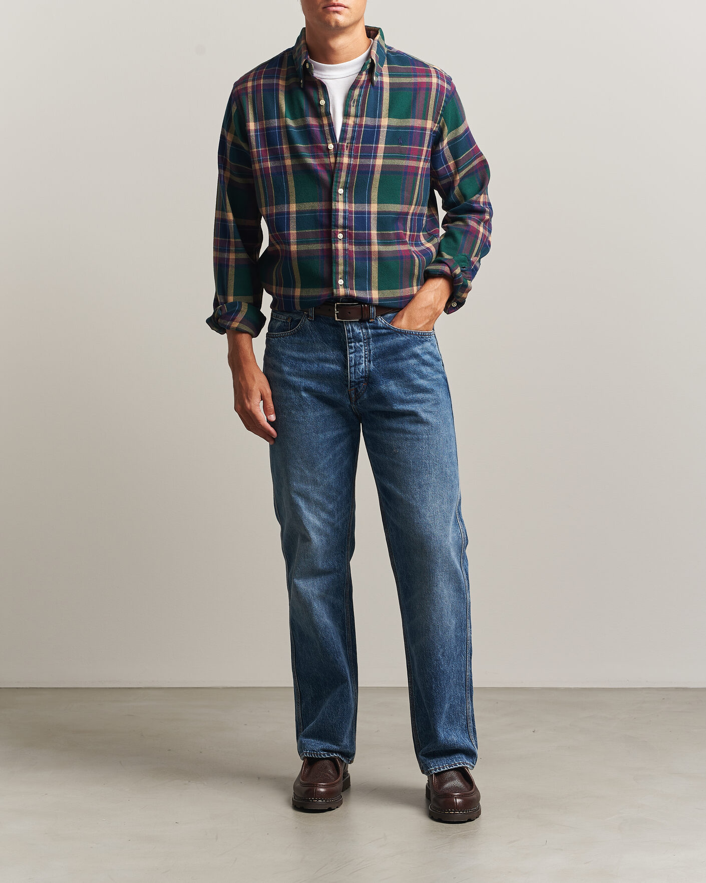 Heren | Overhemden | Polo Ralph Lauren | Custom Fit Brushed Flannel Shirt Forest Burgundy