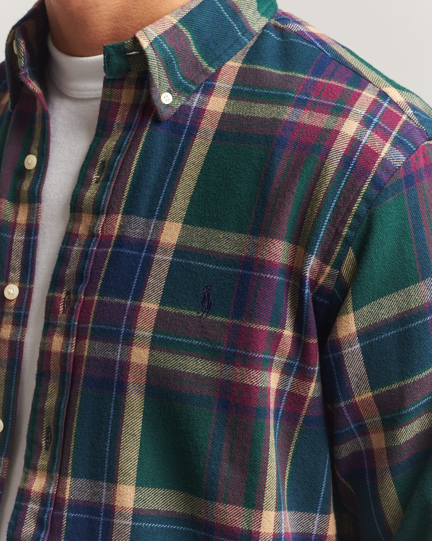 Heren | Overhemden | Polo Ralph Lauren | Custom Fit Brushed Flannel Shirt Forest Burgundy