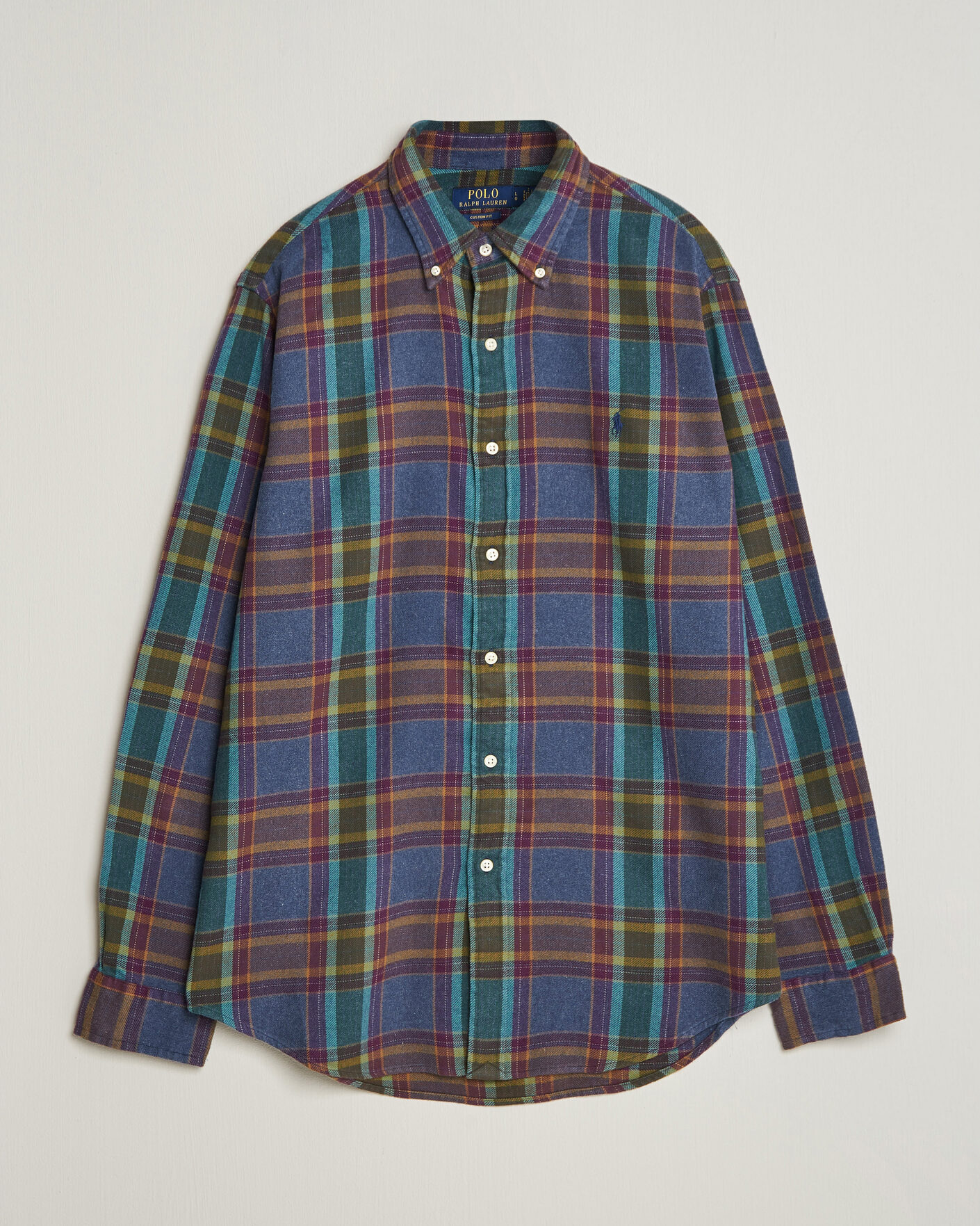 Heren | Overhemden | Polo Ralph Lauren | Custom Fit Brushed Flannel Shirt Blue Purple Heather