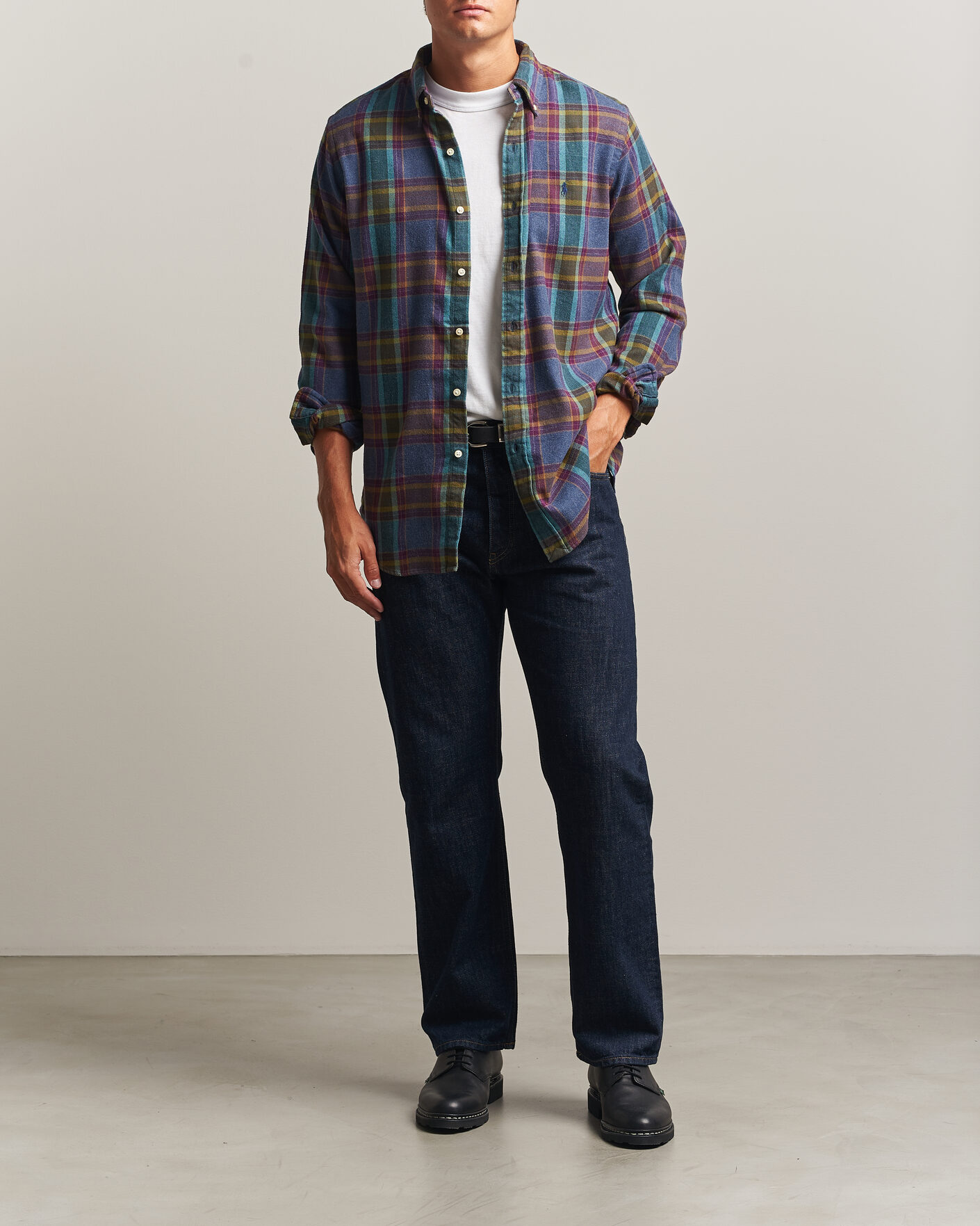 Heren | Overhemden | Polo Ralph Lauren | Custom Fit Brushed Flannel Shirt Blue Purple Heather