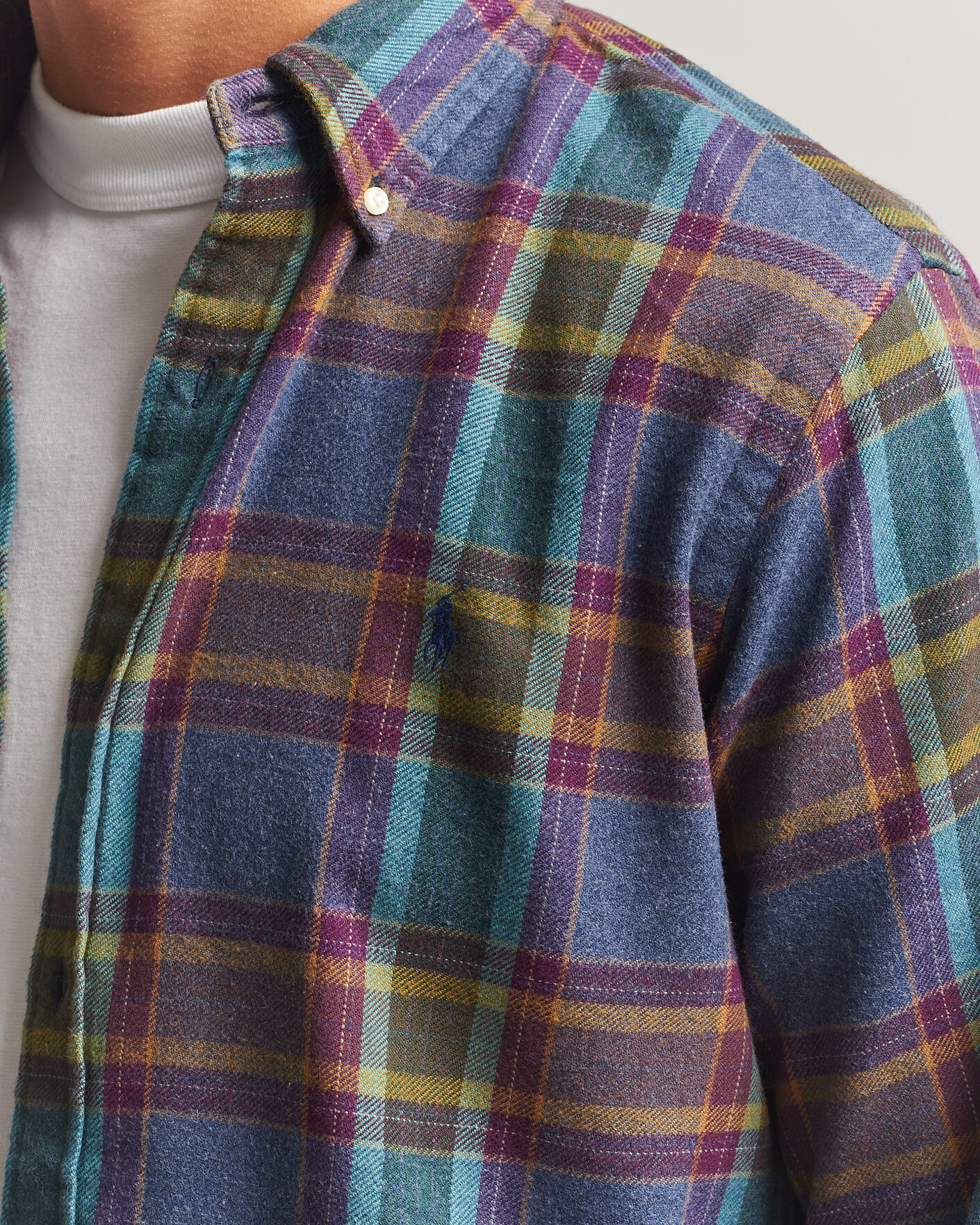 Heren | Overhemden | Polo Ralph Lauren | Custom Fit Brushed Flannel Shirt Blue Purple Heather
