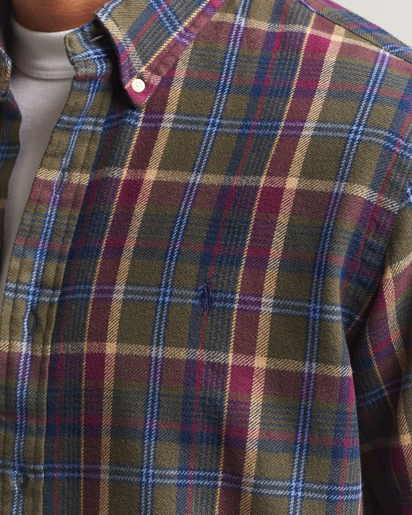 Heren | Overhemden | Polo Ralph Lauren | Custom Fit Brushed Flannel Shirt Olive Berry