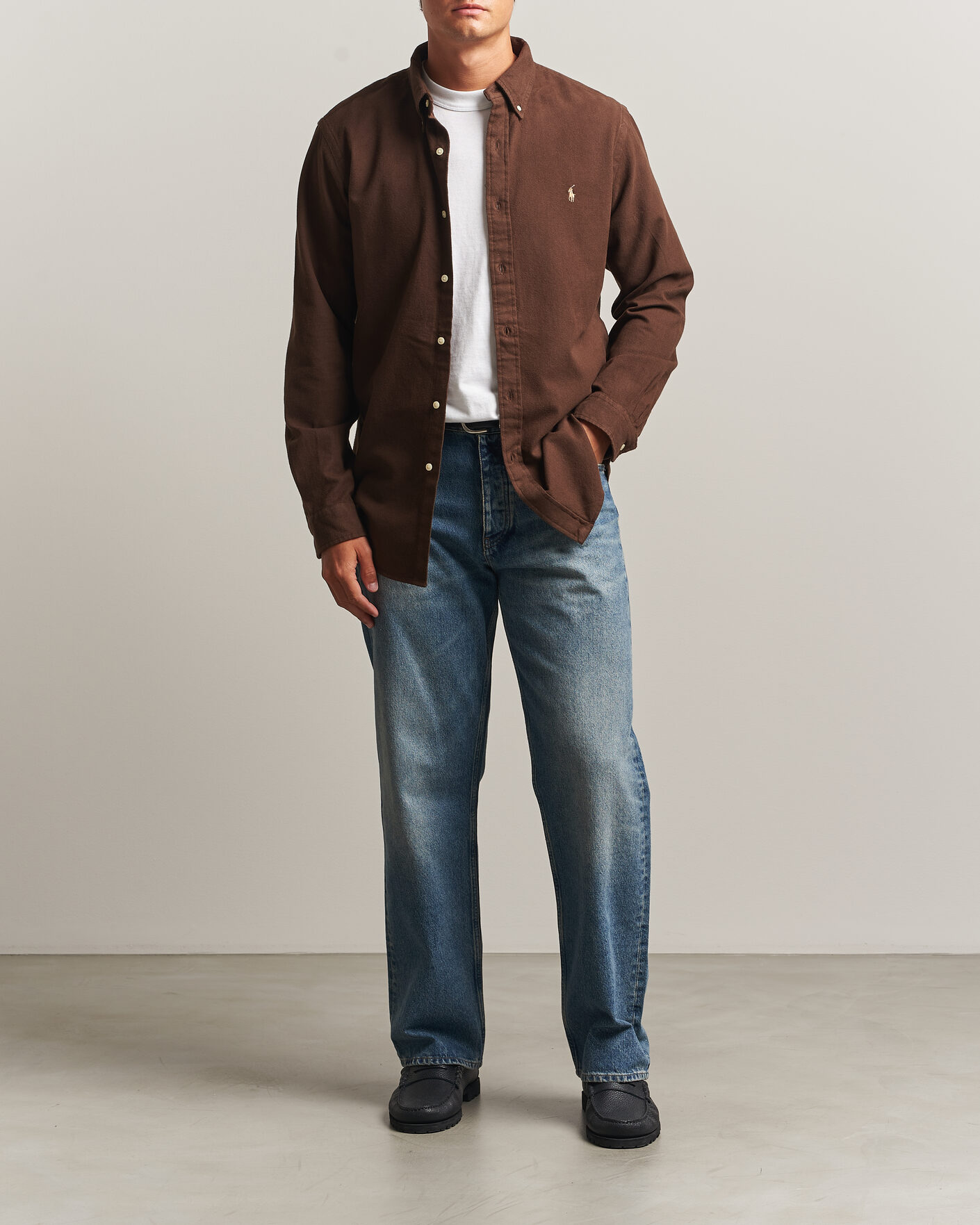 Heren | Overhemden | Polo Ralph Lauren | Custom Fit Brushed Flannel Shirt Nutmeg Brown