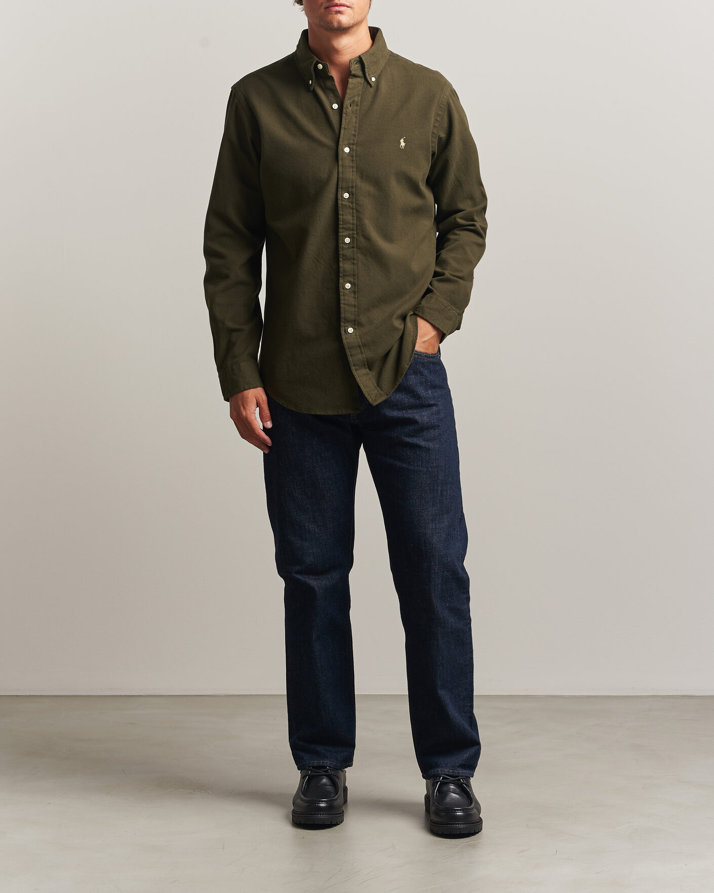 Heren | Overhemden | Polo Ralph Lauren | Custom Fit Brushed Flannel Shirt Company Olive