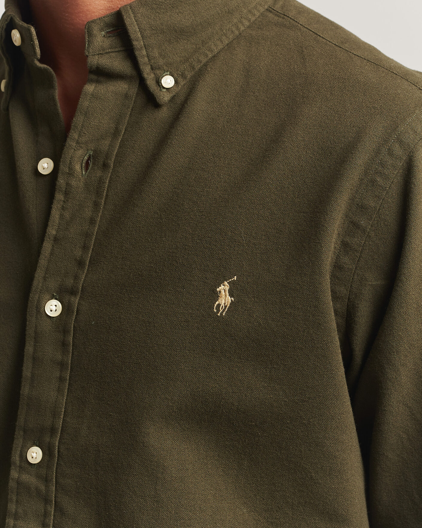 Heren | Overhemden | Polo Ralph Lauren | Custom Fit Brushed Flannel Shirt Company Olive