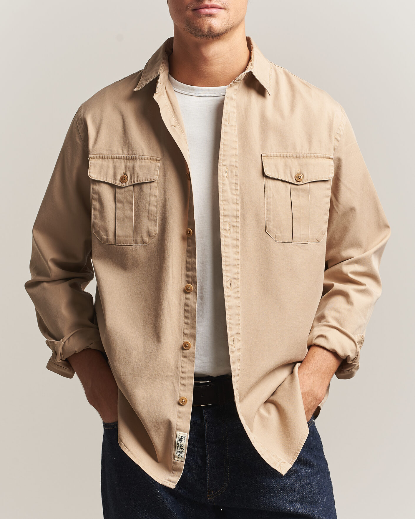 Heren | Overhemden | Polo Ralph Lauren | Litchfield Washed Chino Overshirt Vintage Khaki