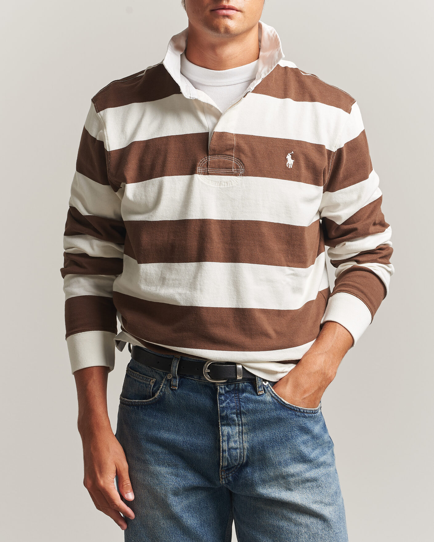 Heren | Truien | Polo Ralph Lauren | Striped Jersey Rugger Cream/Brown
