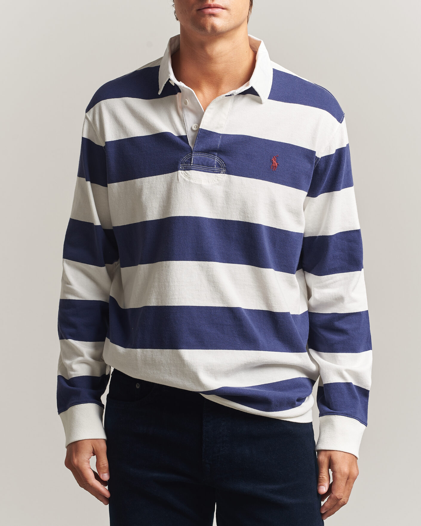 Heren | Truien | Polo Ralph Lauren | Striped Jersey Rugger Cream/Navy
