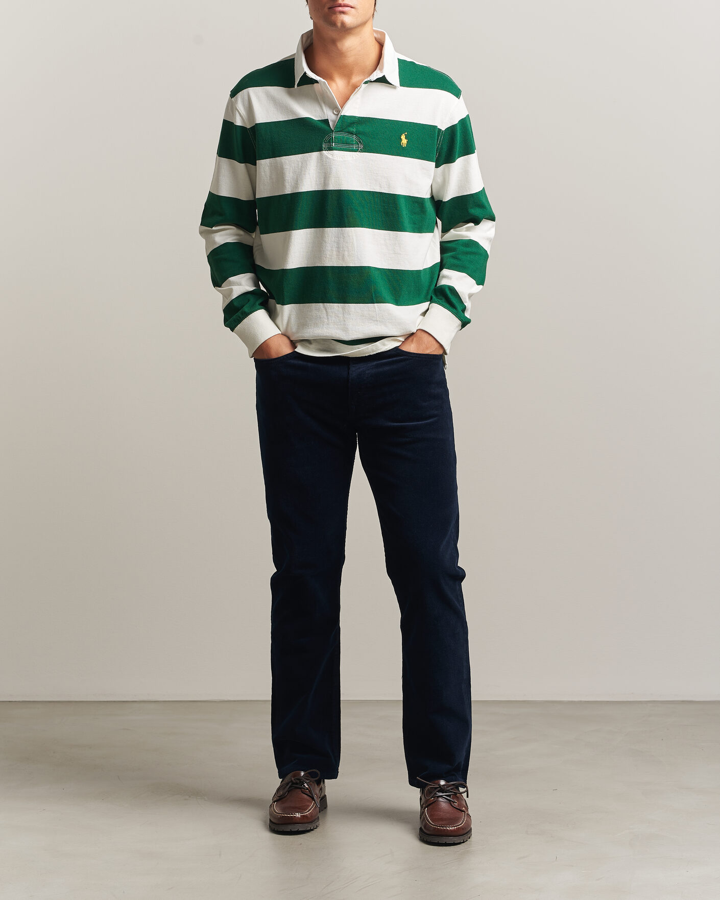 Heren | Truien | Polo Ralph Lauren | Striped Jersey Rugger Cream/Forest