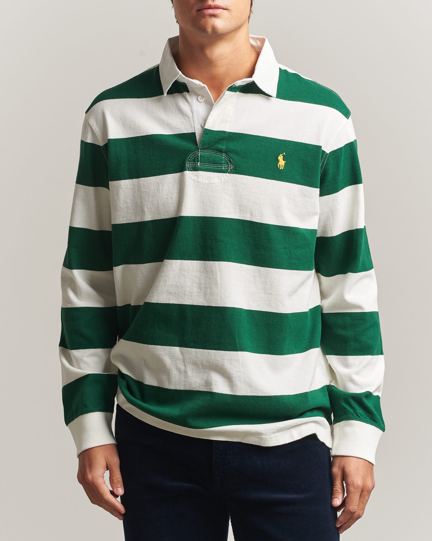 Heren | Truien | Polo Ralph Lauren | Striped Jersey Rugger Cream/Forest