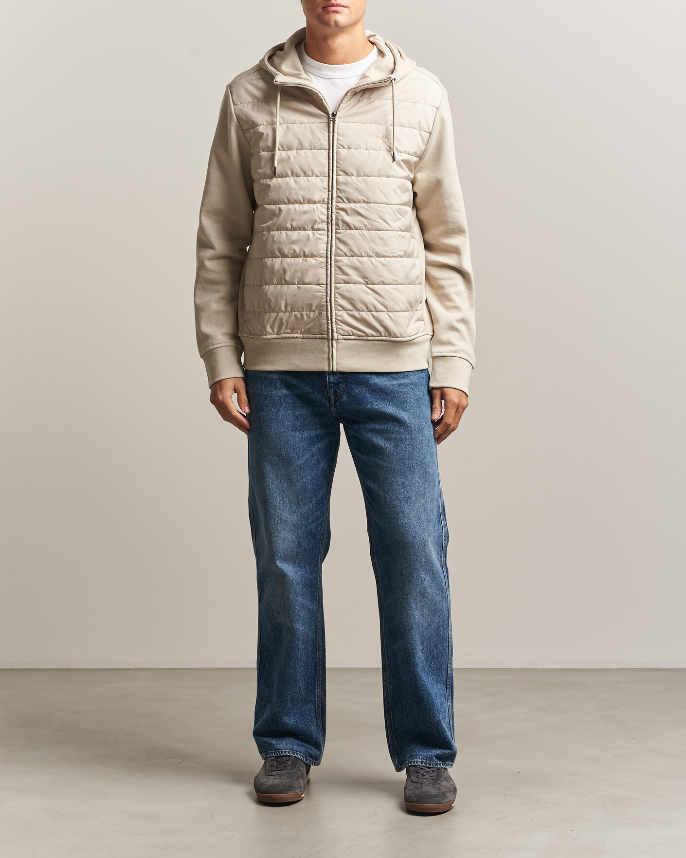 Heren | Truien | Polo Ralph Lauren | Double Knitted Jaquard Full Zip Hoodie Stoneware Grey