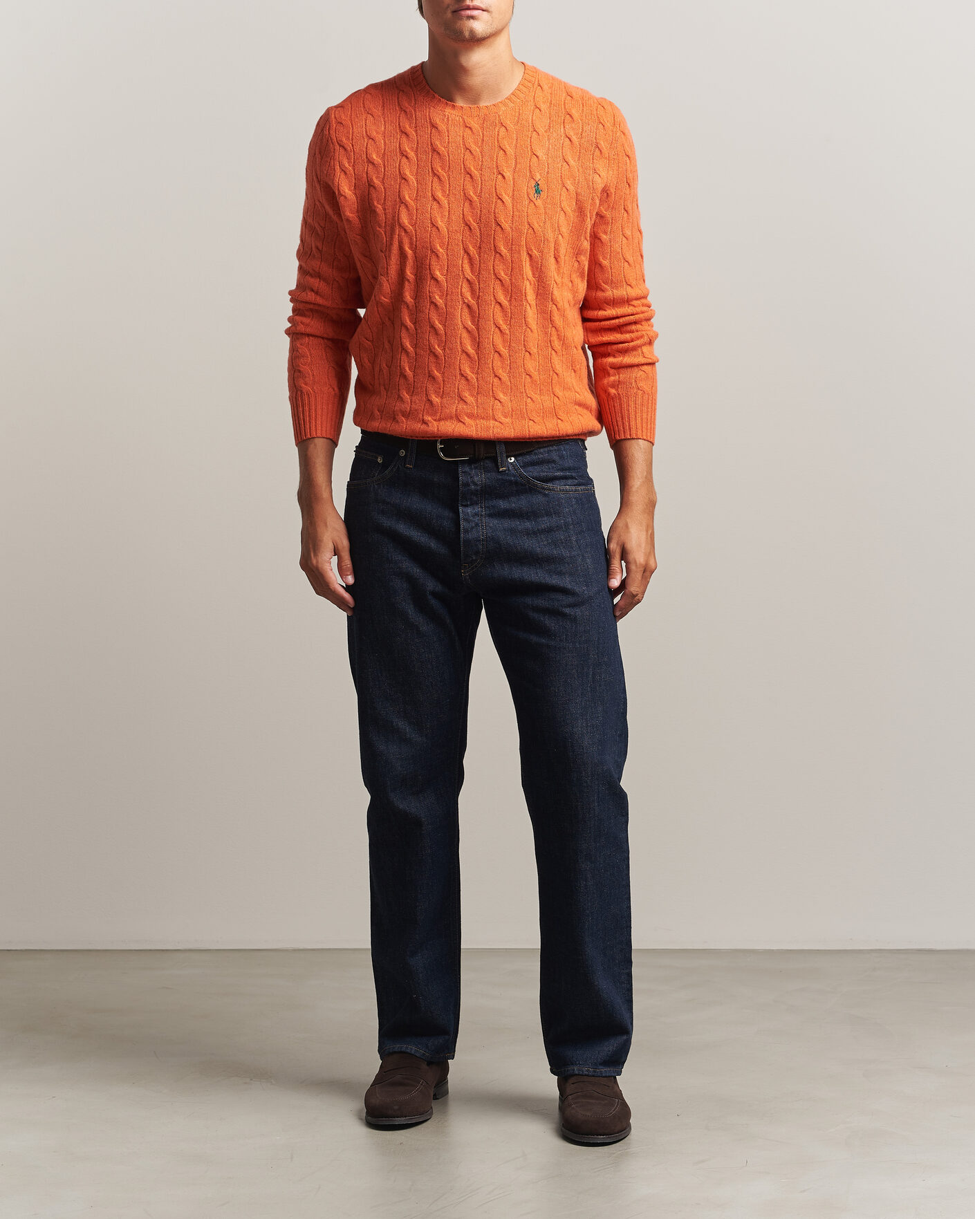 Heren | Truien | Polo Ralph Lauren | Wool/Cashmere Cable Crew Neck Orange Jasper Heather