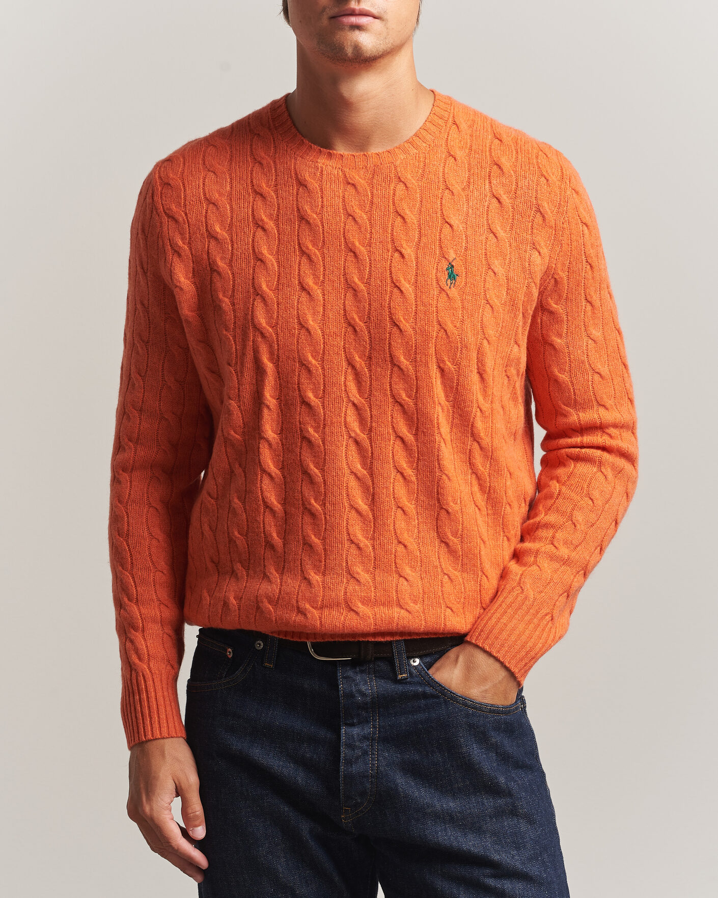 Heren | Truien | Polo Ralph Lauren | Wool/Cashmere Cable Crew Neck Orange Jasper Heather