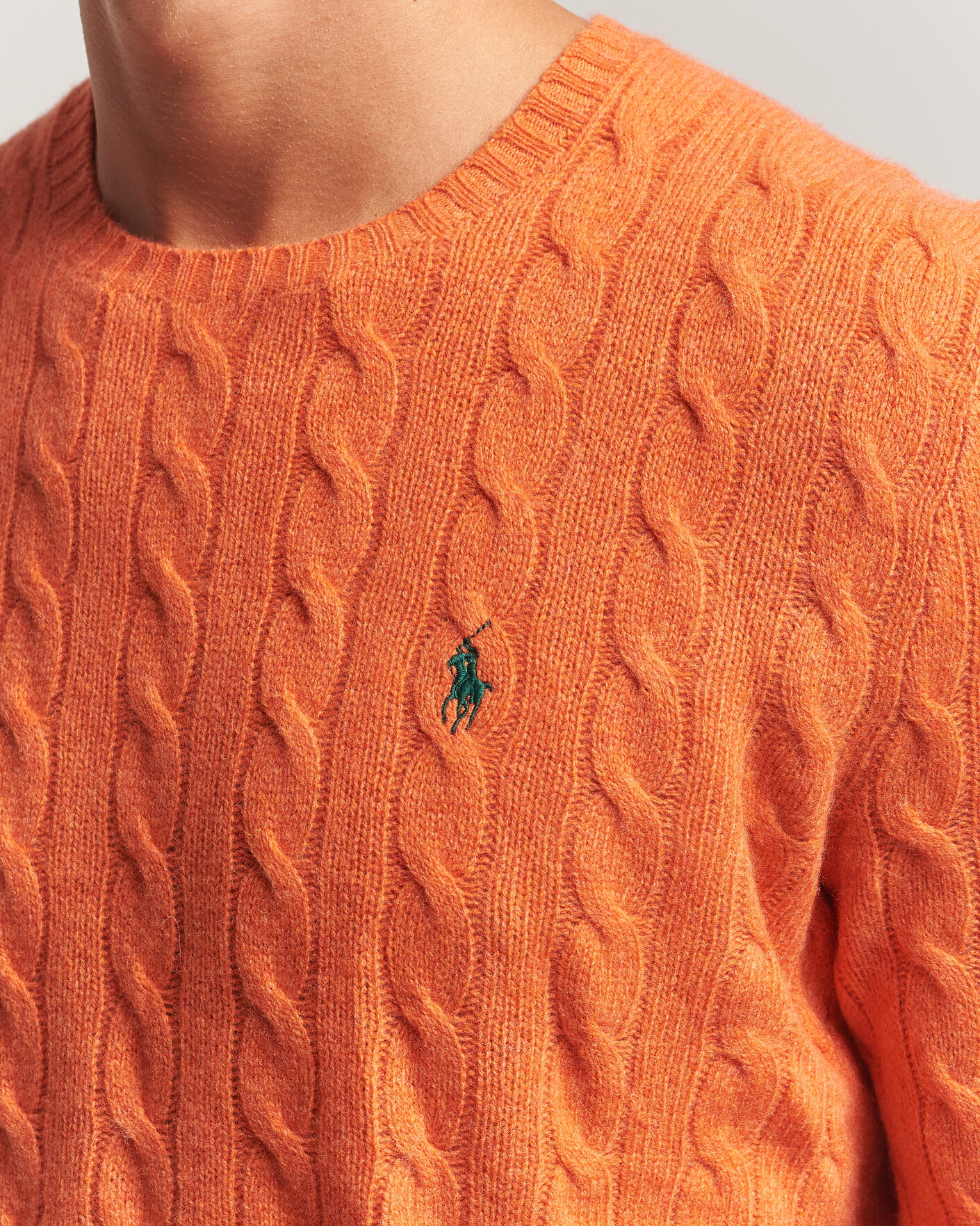 Heren | Truien | Polo Ralph Lauren | Wool/Cashmere Cable Crew Neck Orange Jasper Heather