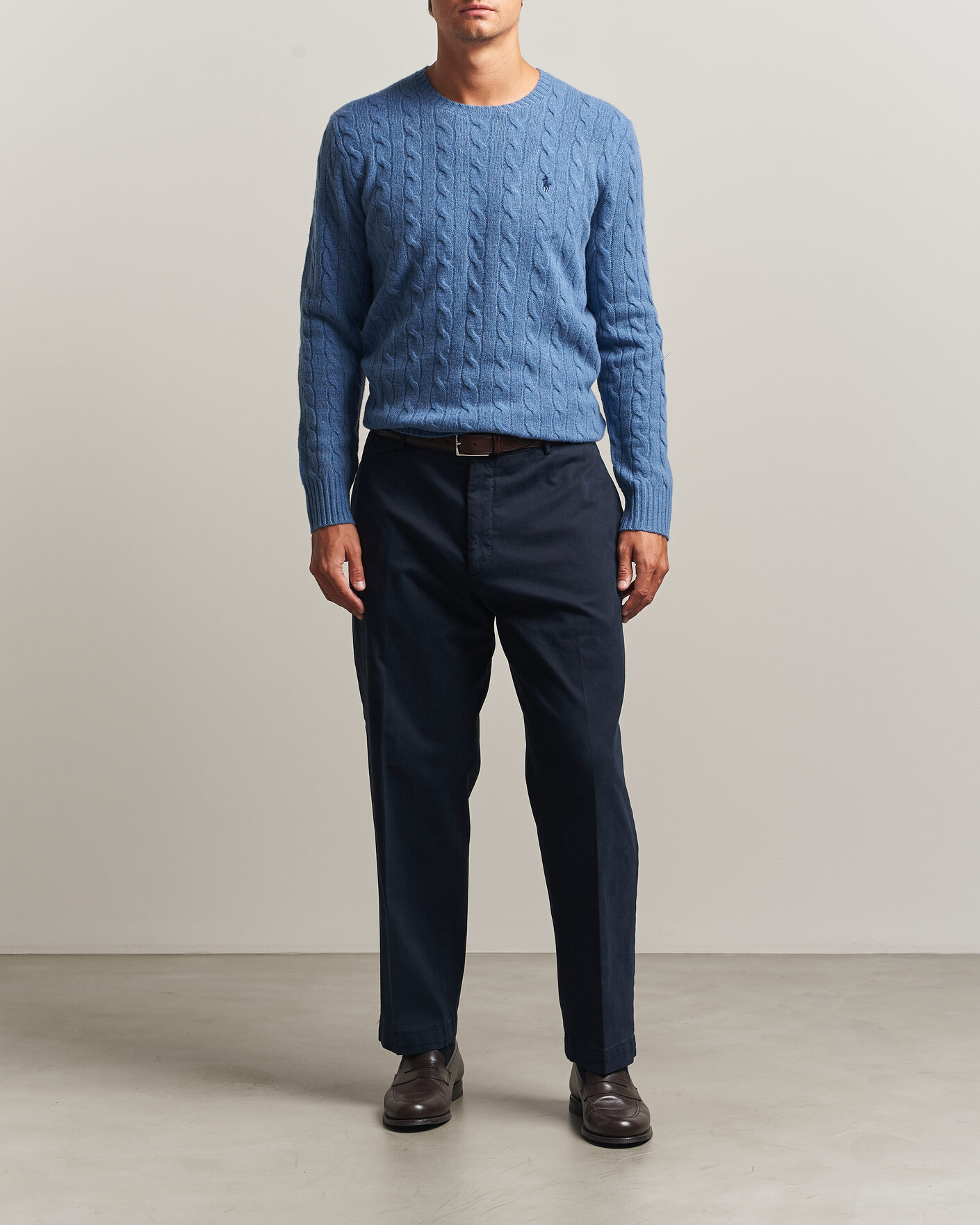 Heren | Truien | Polo Ralph Lauren | Wool/Cashmere Cable Crew Neck Blue Borage Heather