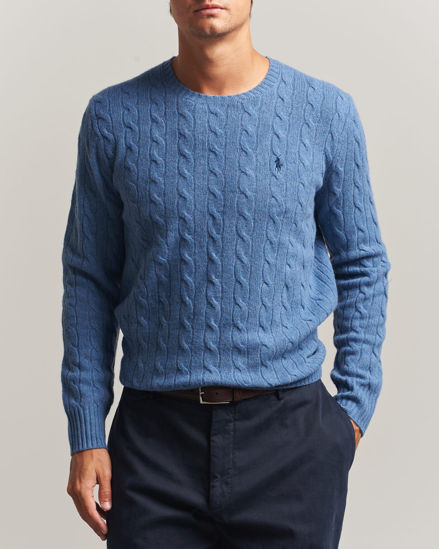 Heren | Truien | Polo Ralph Lauren | Wool/Cashmere Cable Crew Neck Blue Borage Heather