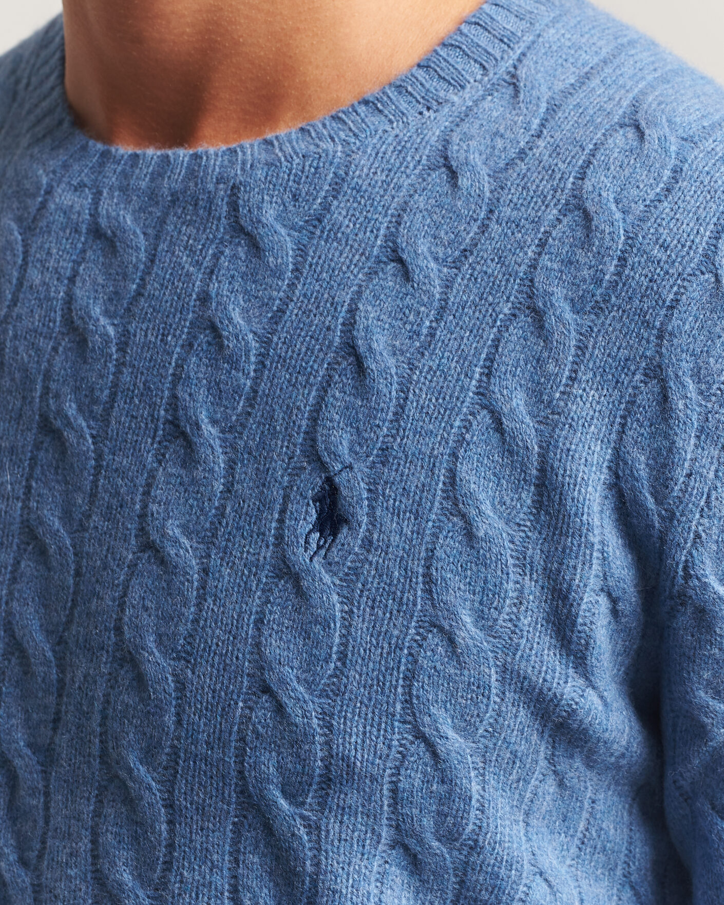 Heren | Truien | Polo Ralph Lauren | Wool/Cashmere Cable Crew Neck Blue Borage Heather