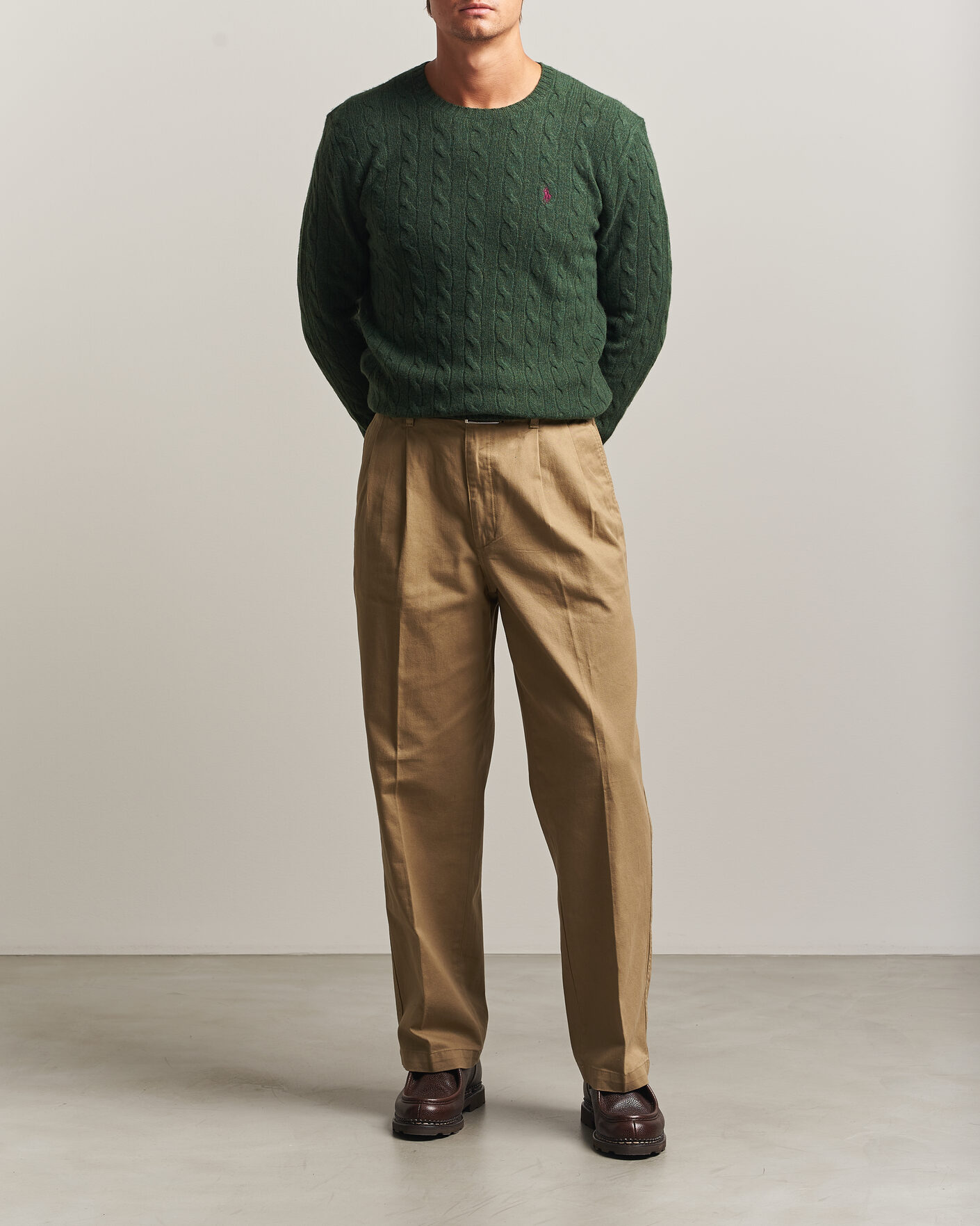Heren | Truien | Polo Ralph Lauren | Wool/Cashmere Cable Crew Neck Lodgepole Pine Heather
