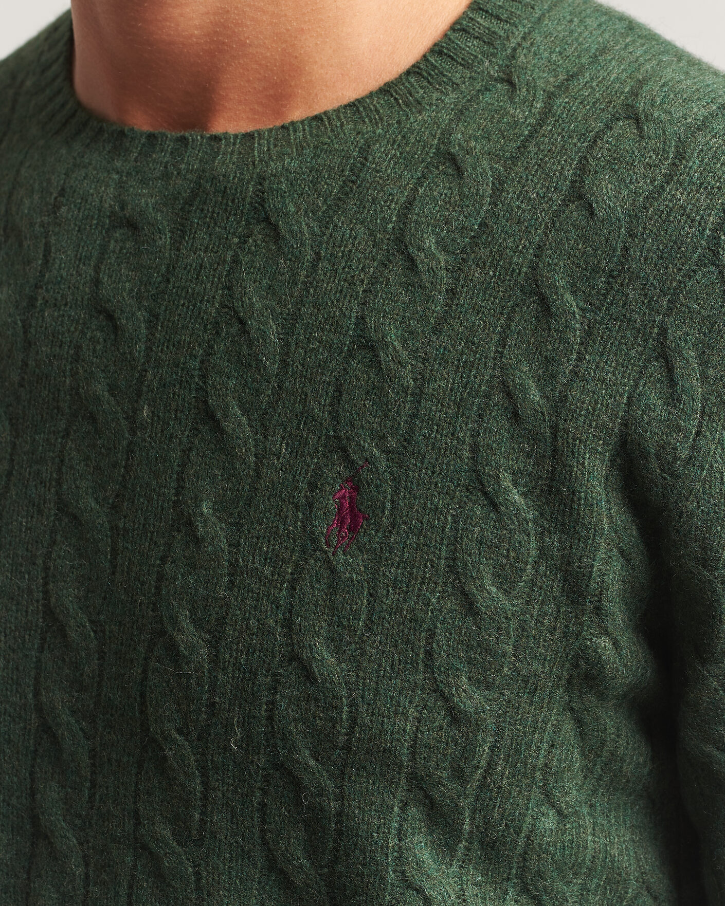 Heren | Truien | Polo Ralph Lauren | Wool/Cashmere Cable Crew Neck Lodgepole Pine Heather