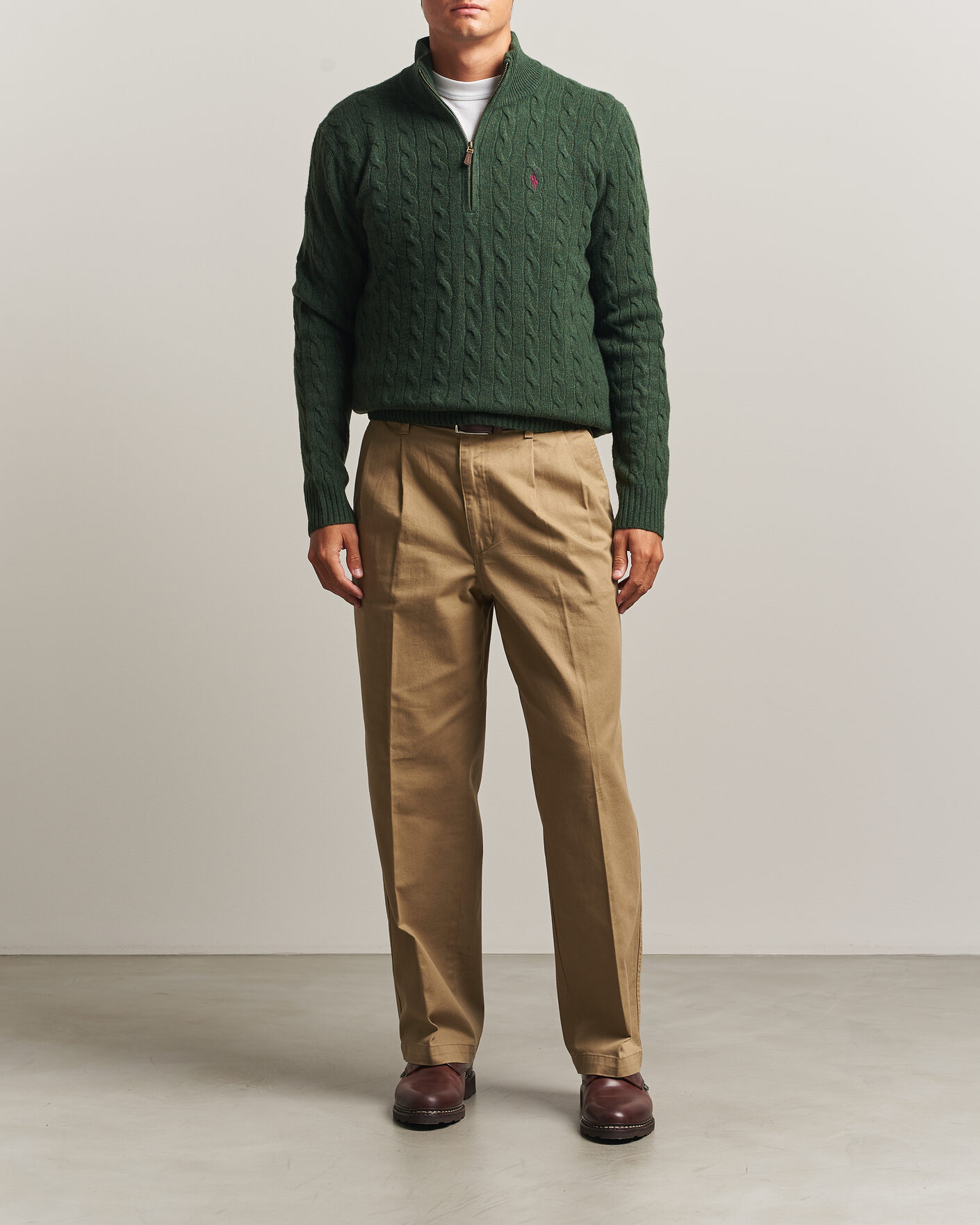 Heren | Truien | Polo Ralph Lauren | Wool/Cashmere Cable Half Zip Lodgepole Pine Heather