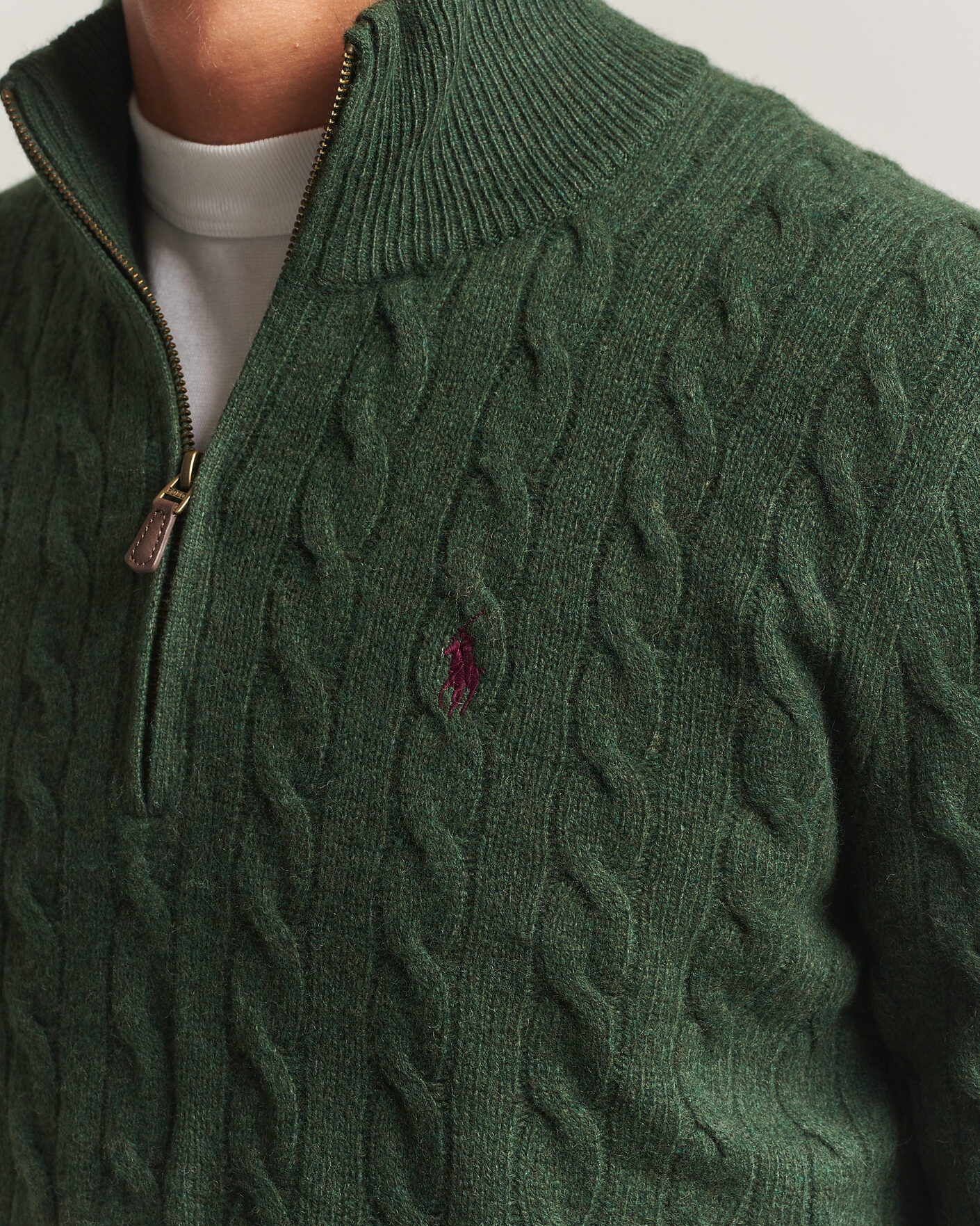 Heren | Truien | Polo Ralph Lauren | Wool/Cashmere Cable Half Zip Lodgepole Pine Heather