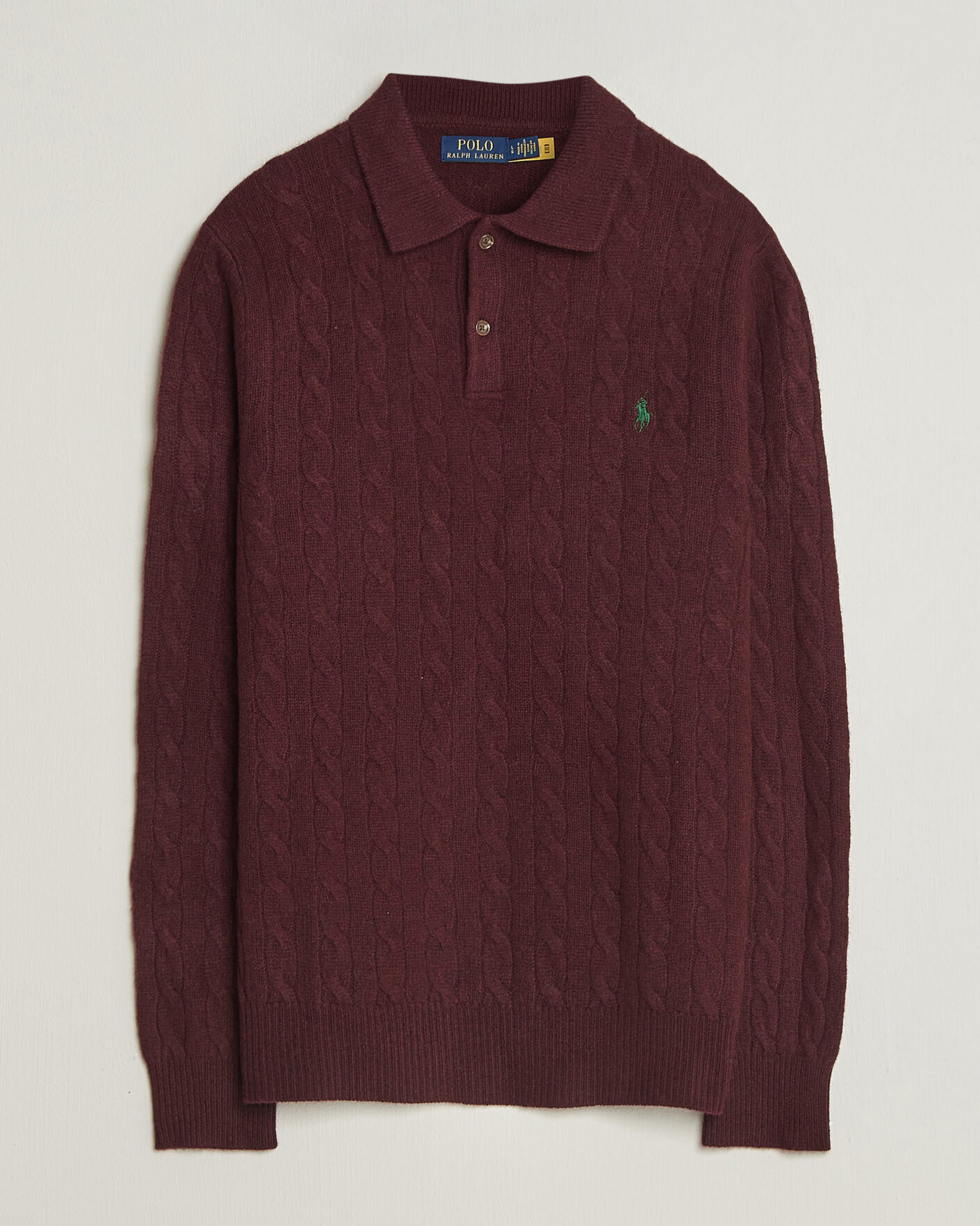 Heren | Truien | Polo Ralph Lauren | Wool/Cashmere Cable Knit Polo Aged Wine Heather