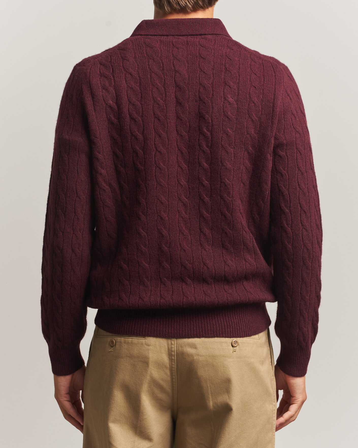 Heren | Truien | Polo Ralph Lauren | Wool/Cashmere Cable Knit Polo Aged Wine Heather