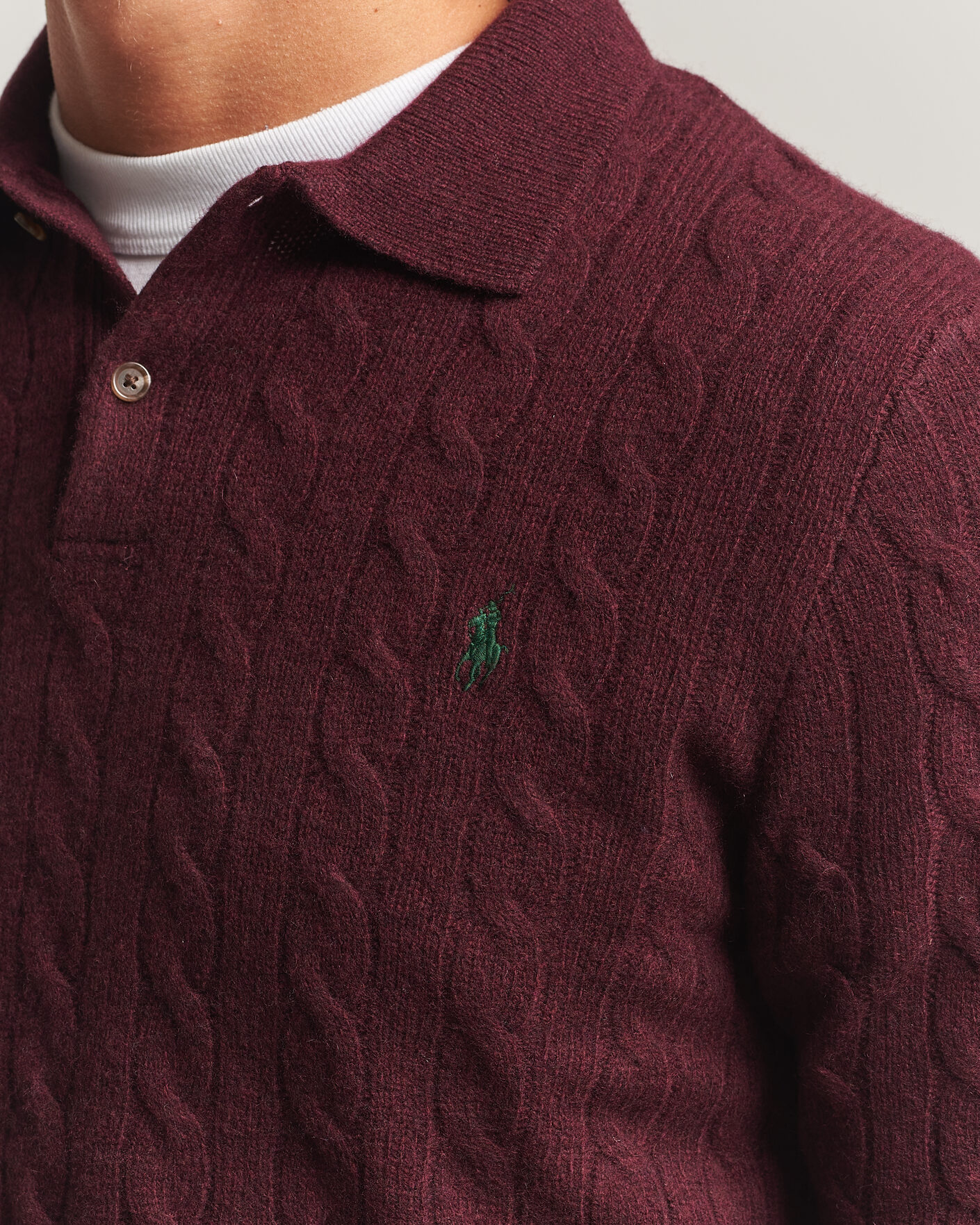 Heren | Truien | Polo Ralph Lauren | Wool/Cashmere Cable Knit Polo Aged Wine Heather