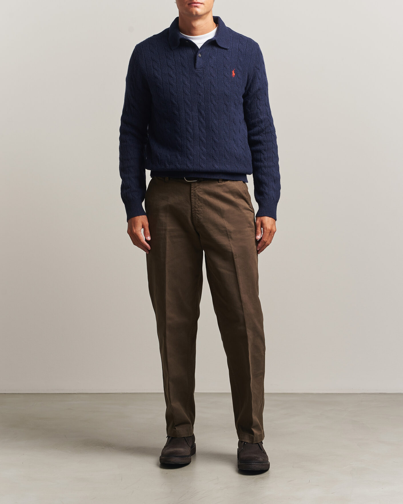 Heren | Truien | Polo Ralph Lauren | Wool/Cashmere Cable Knit Polo Hunter Navy
