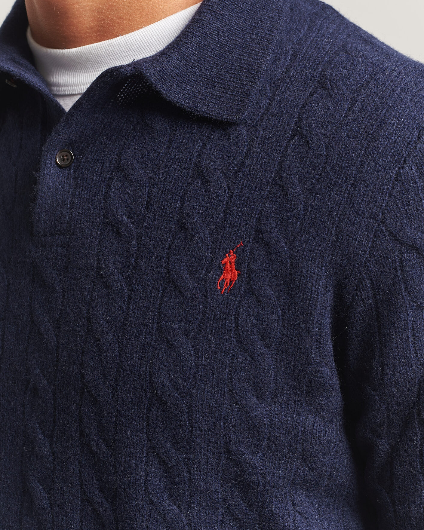 Heren | Truien | Polo Ralph Lauren | Wool/Cashmere Cable Knit Polo Hunter Navy