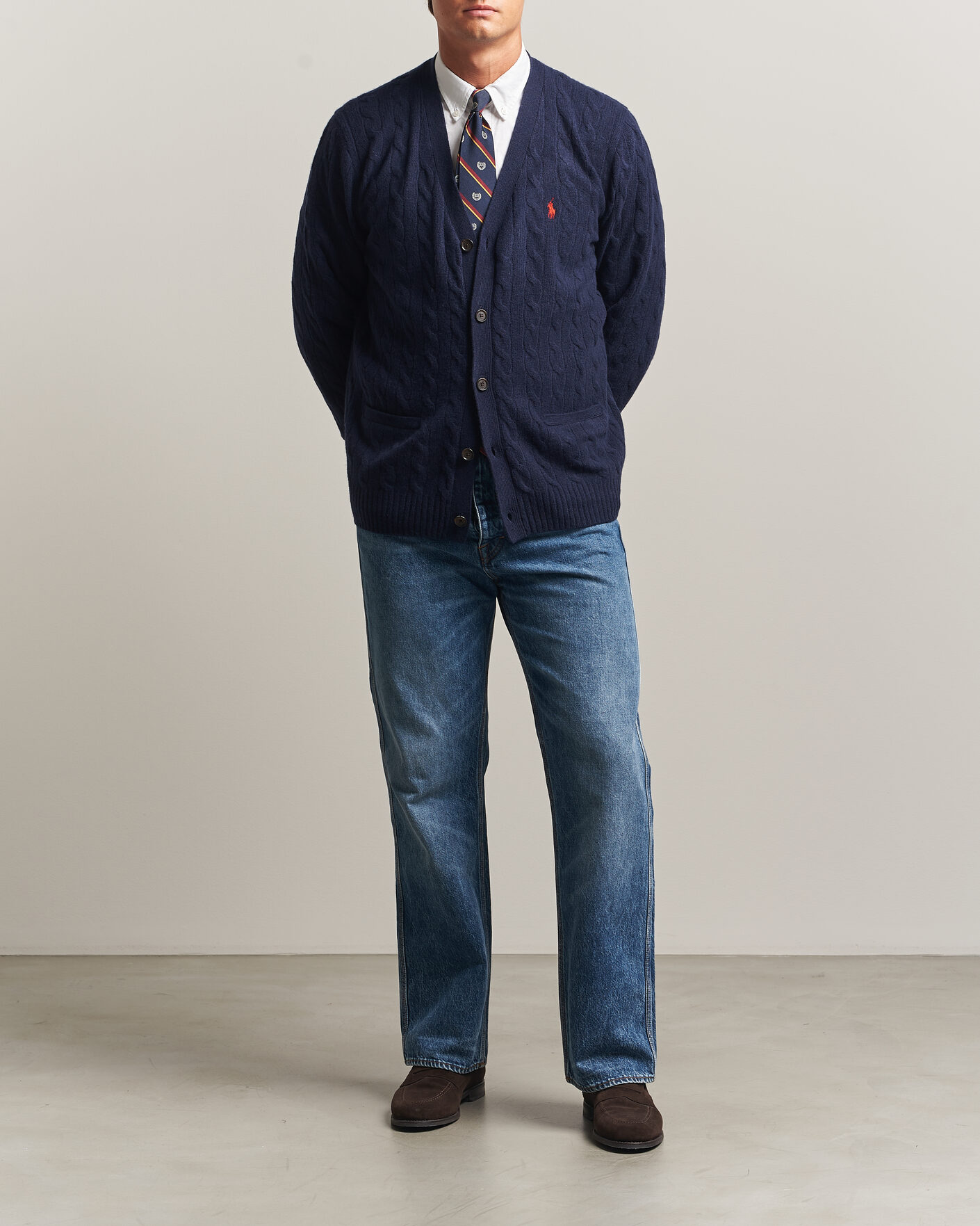 Heren | Truien | Polo Ralph Lauren | Wool/Cashmere Cable Cardigan Hunter Navy