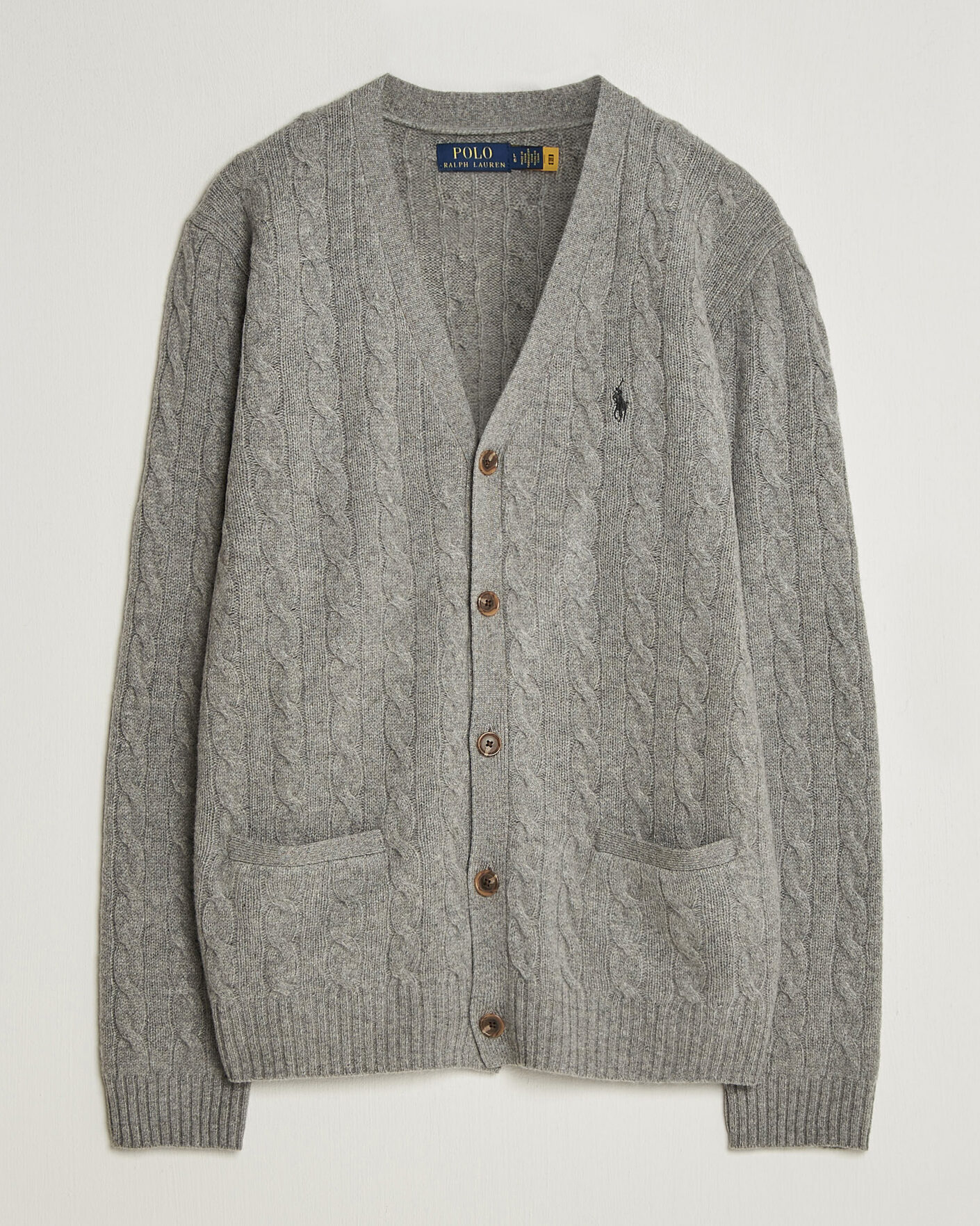 Heren | Truien | Polo Ralph Lauren | Wool/Cashmere Cable Cardigan Fawn Grey Heather