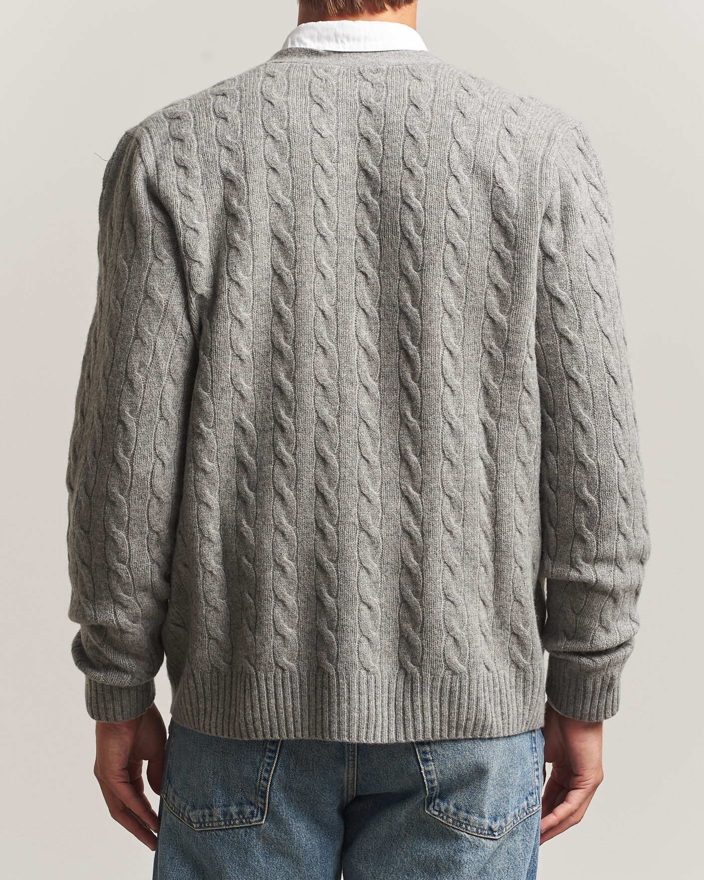 Heren | Truien | Polo Ralph Lauren | Wool/Cashmere Cable Cardigan Fawn Grey Heather