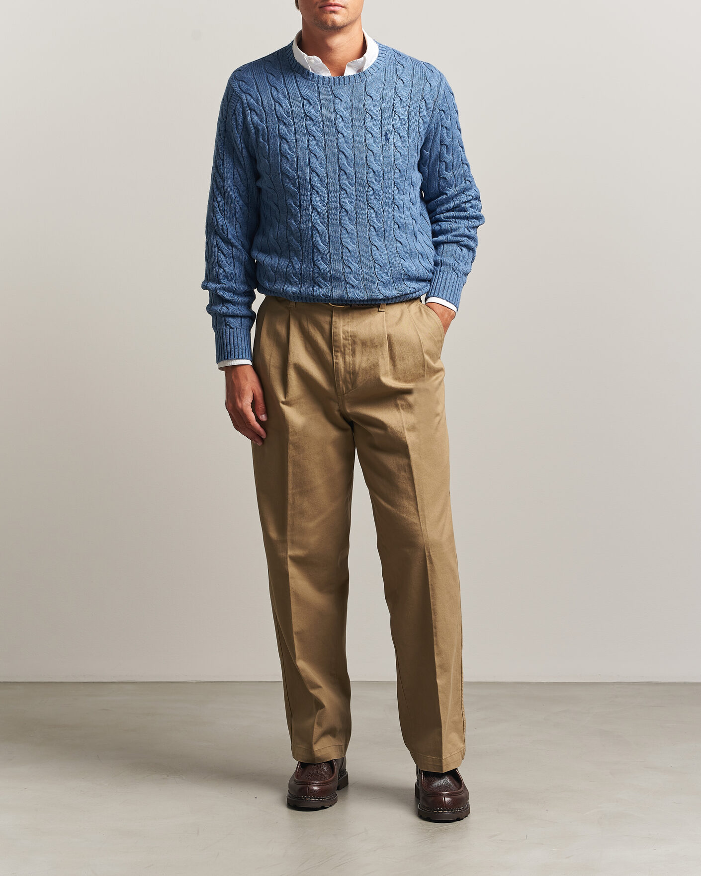 Heren | Truien | Polo Ralph Lauren | Cotton Cable Pullover  Blue Borage Heather
