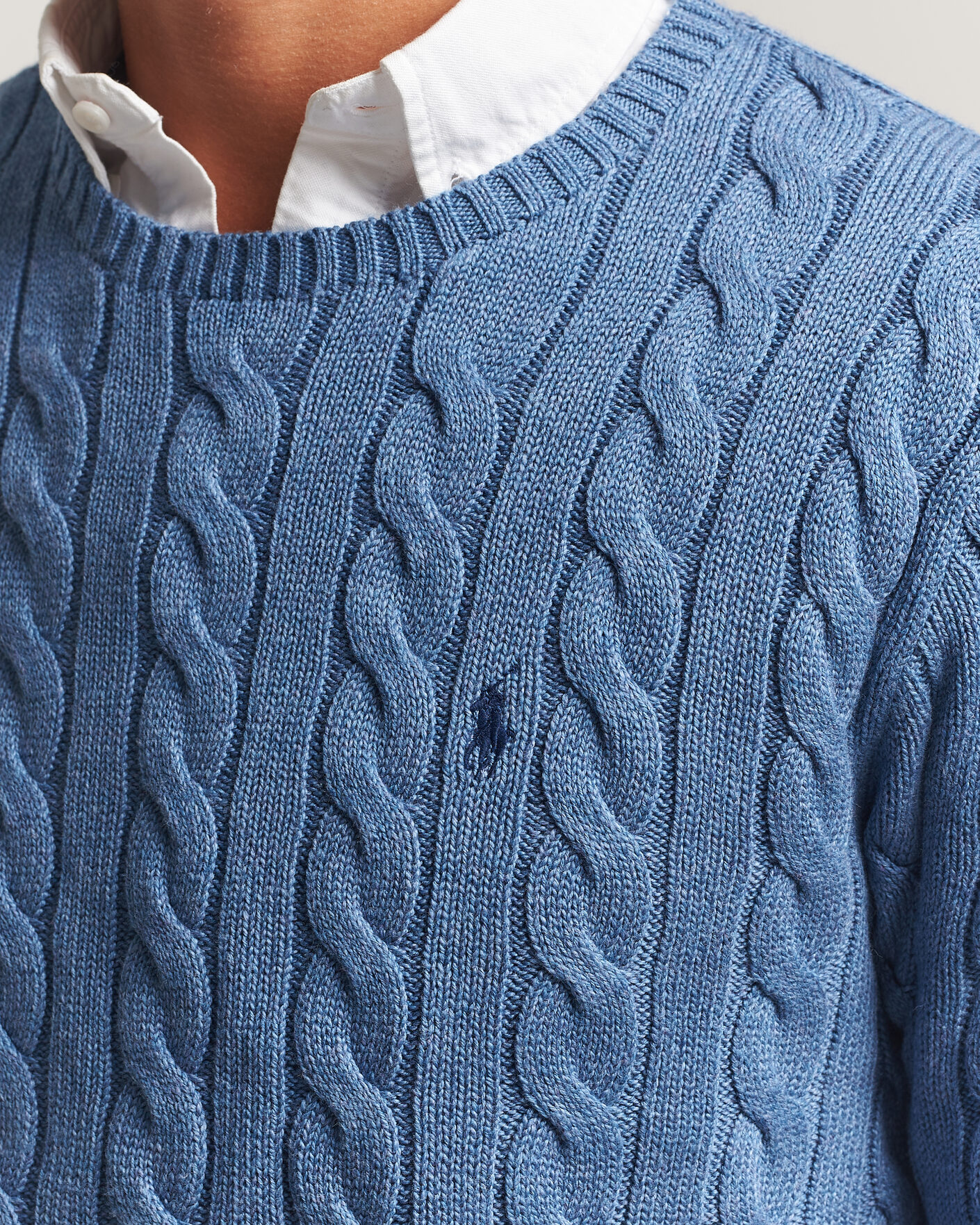 Heren | Truien | Polo Ralph Lauren | Cotton Cable Pullover  Blue Borage Heather